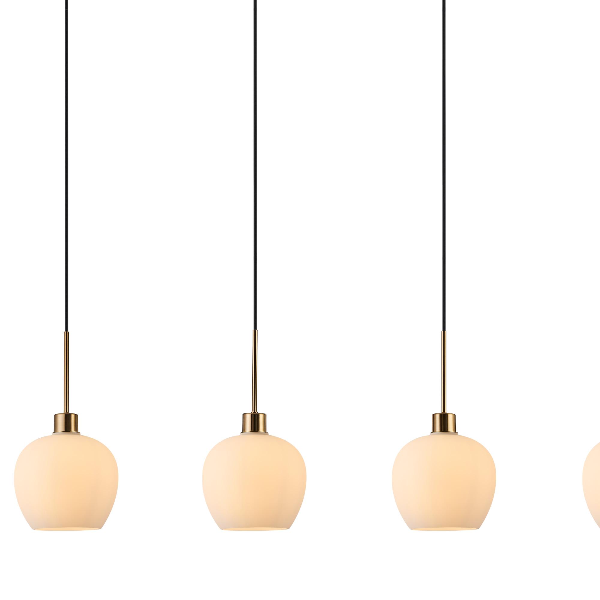 Lori Linear Pendant, 4 Light Adjustable E27, Antique Gold/Opal Wine Shades