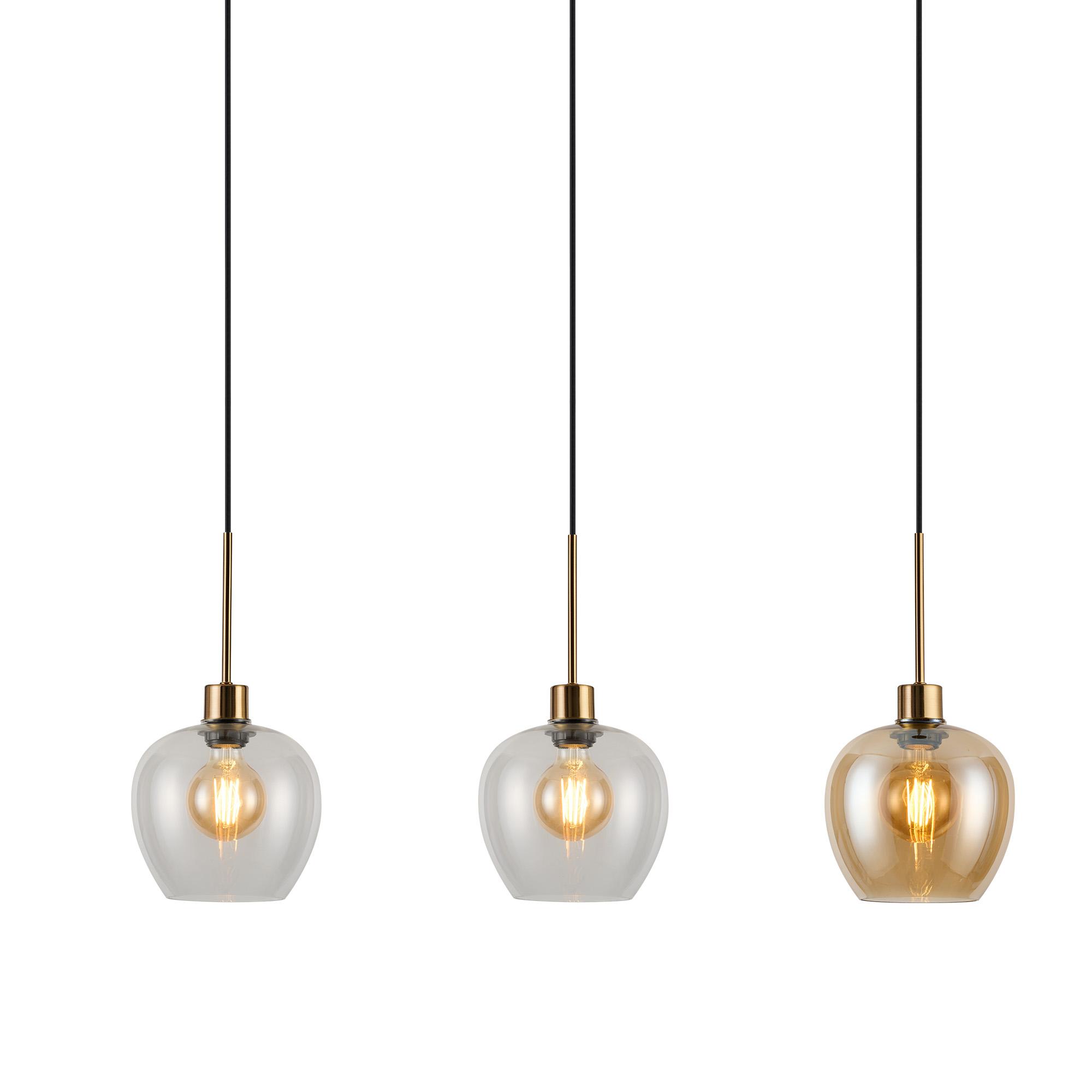 Lori Linear Pendant, 4 Light Adjustable E27, Antique Gold/Amber/Clear/Smoke Wine Shades