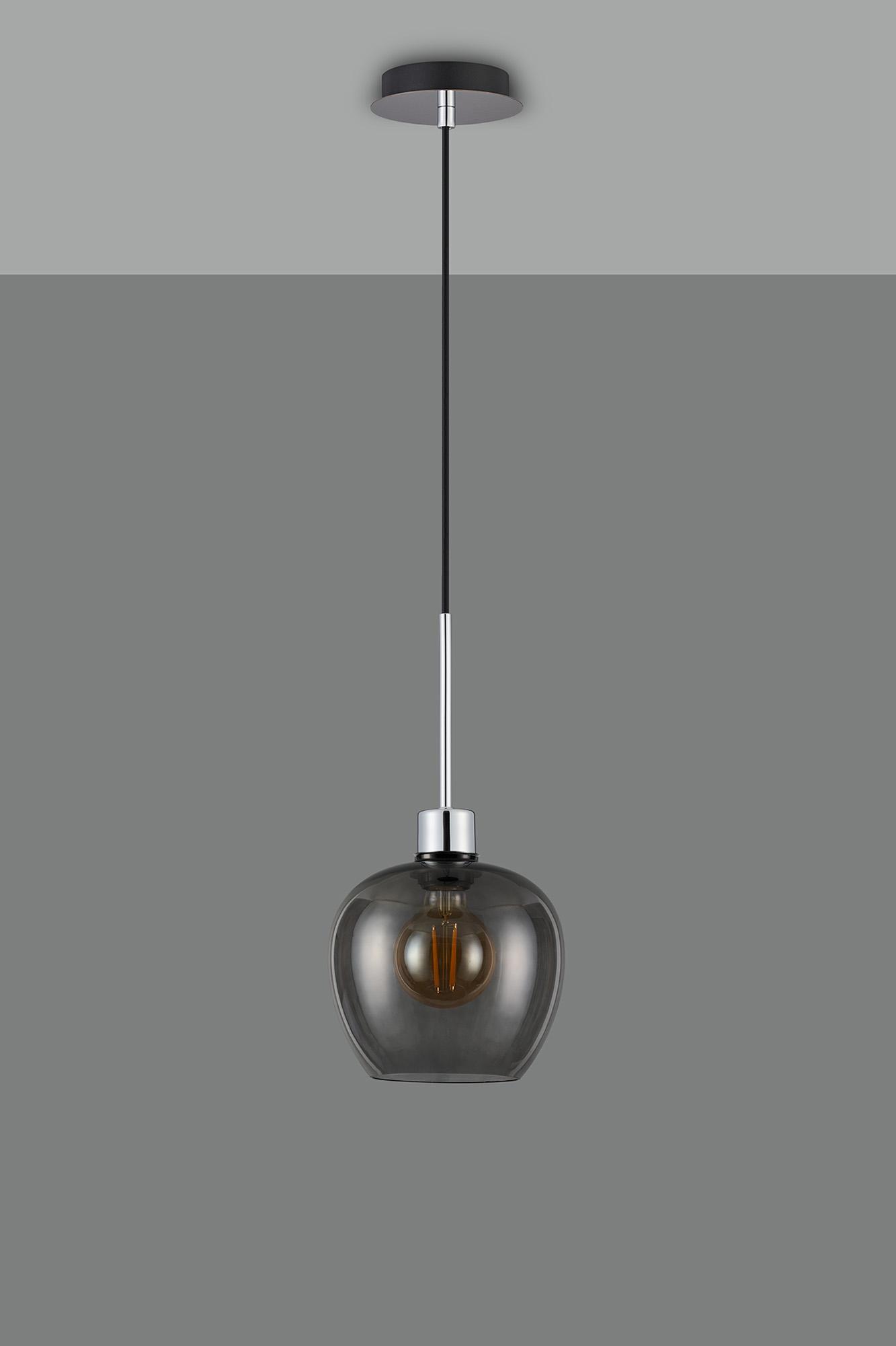 Lori 1.7m Single Pendant, 1 Light Adjustable E27, Polished Chrome/Smoke Wine Shades