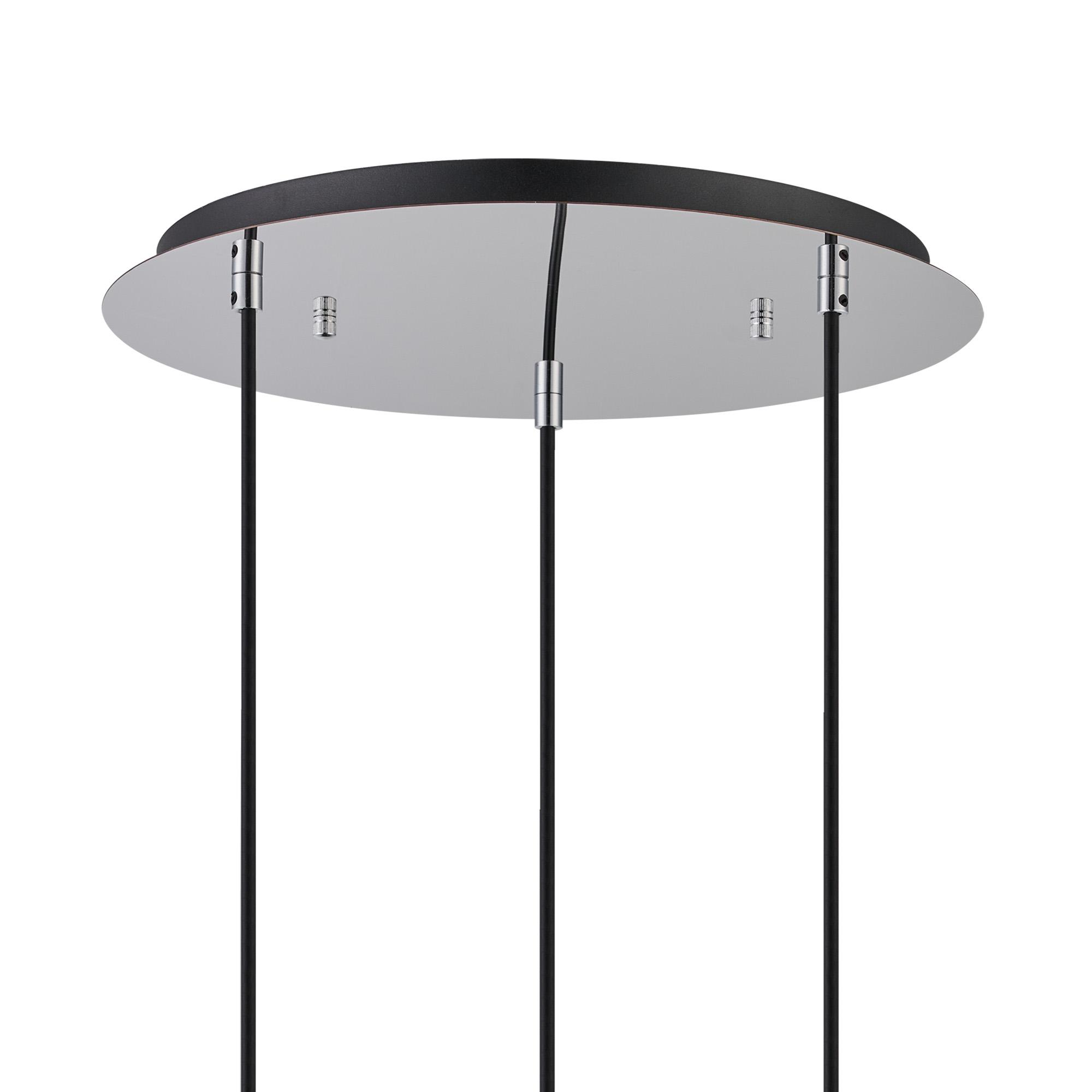 Lori 40cm Round Pendant, 3 Light Adjustable E27, Polished Chrome/Chrome Open Mouth Round Globe Shades