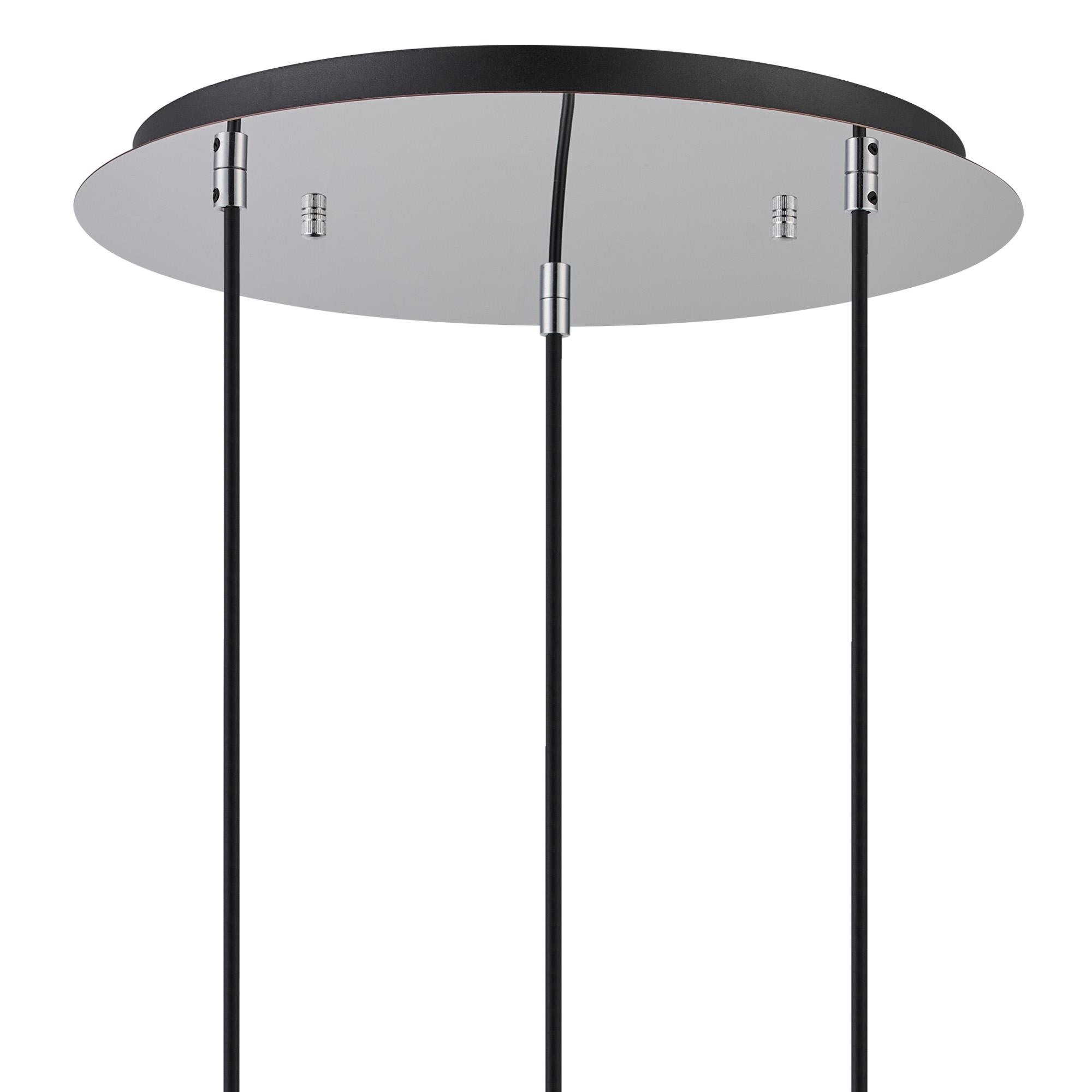 Lori 40cm Round Pendant, 3 Light Adjustable E27, Polished Chrome/Clear/Smoke Open Mouth Round Globe Shades