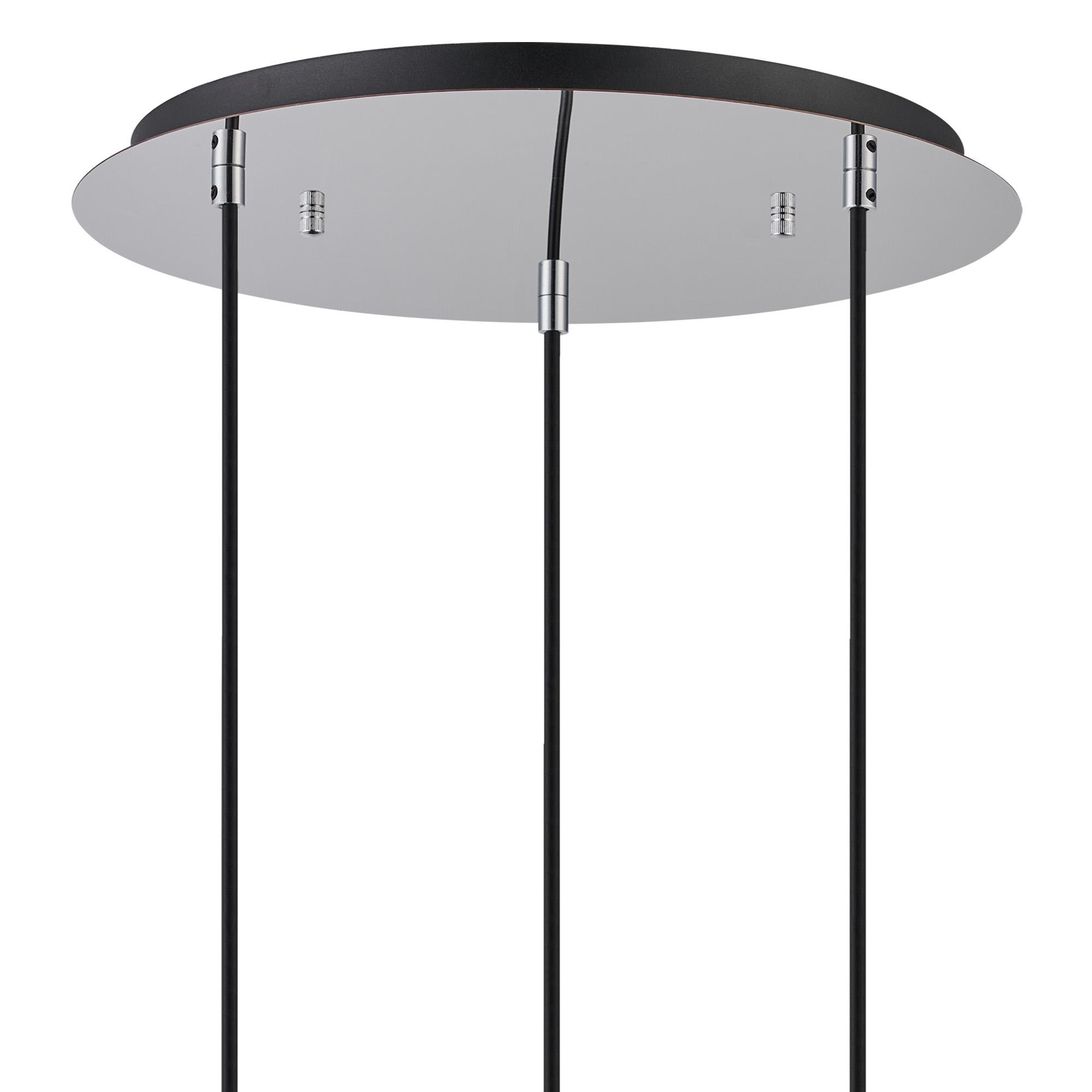Lori 40cm Round Pendant, 3 Light Adjustable E27, Polished Chrome/Amber Wine Shades
