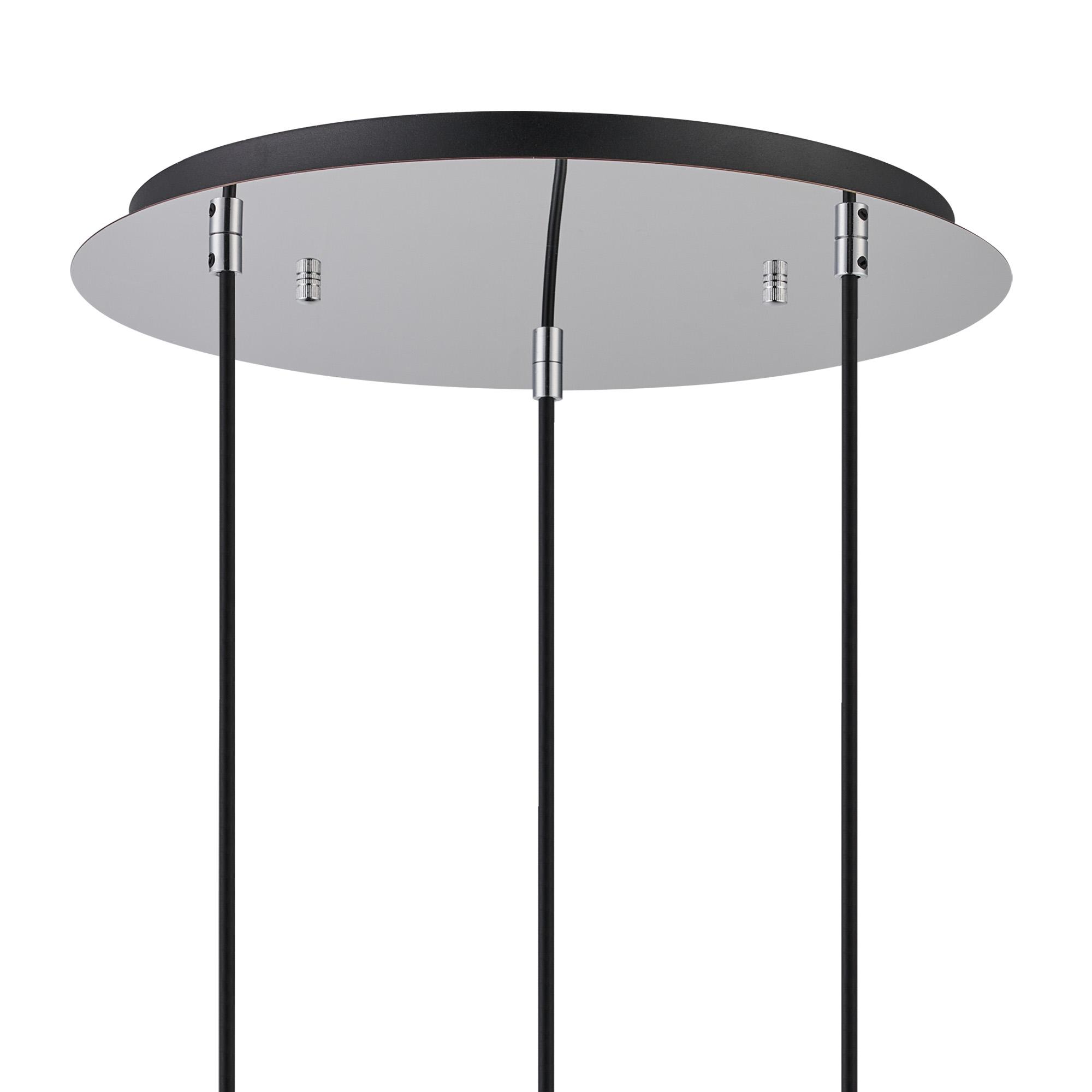Lori 40cm Round Pendant, 3 Light Adjustable E27, Polished Chrome/Matt Grey Various Patterned & Wine Shades