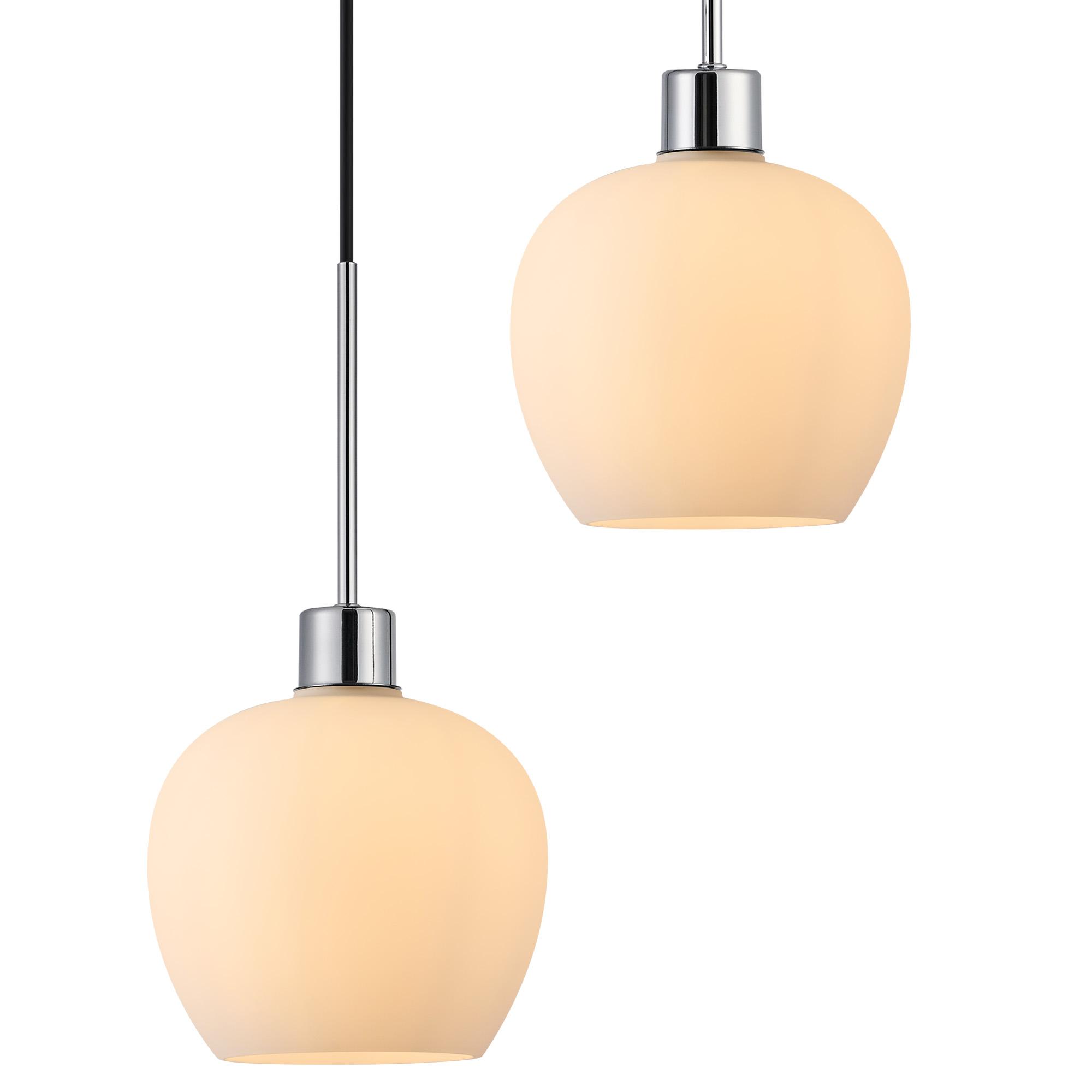 Lori 45cm Round Pendant, 5 Light Adjustable E27, Polished Chrome/Opal Wine Shades