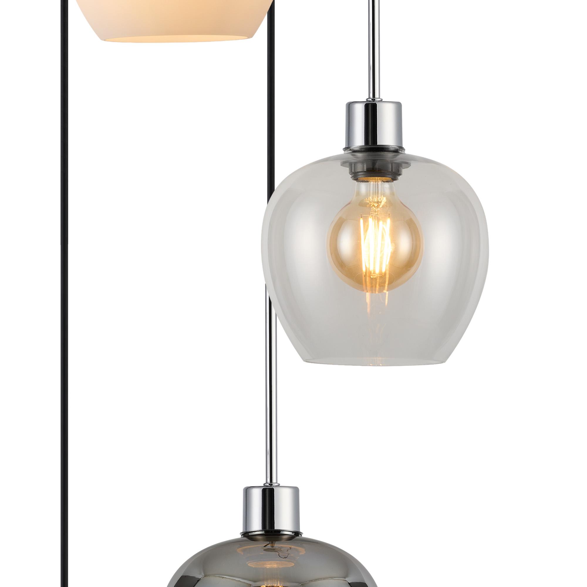 Lori 45cm Round Pendant, 5 Light Adjustable E27, Polished Chrome/Chrome/Opal/Clear Wine Shades