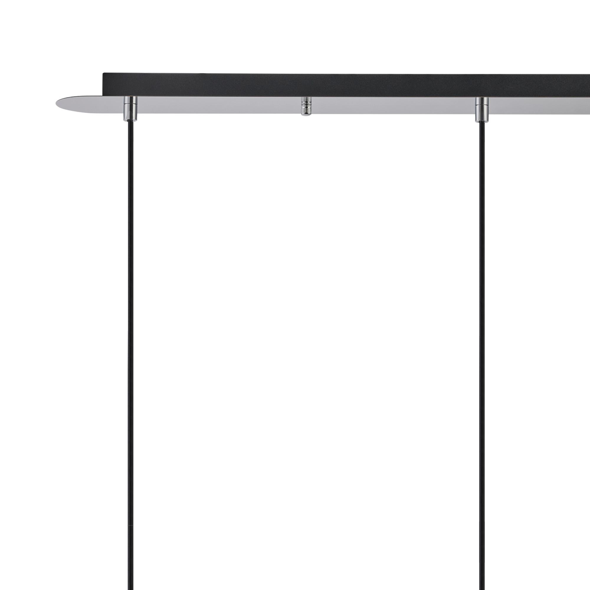 Lori Linear Pendant, 3 Light Adjustable E27, Polished Chrome/Chrome Slim Curved Trapezium Shades