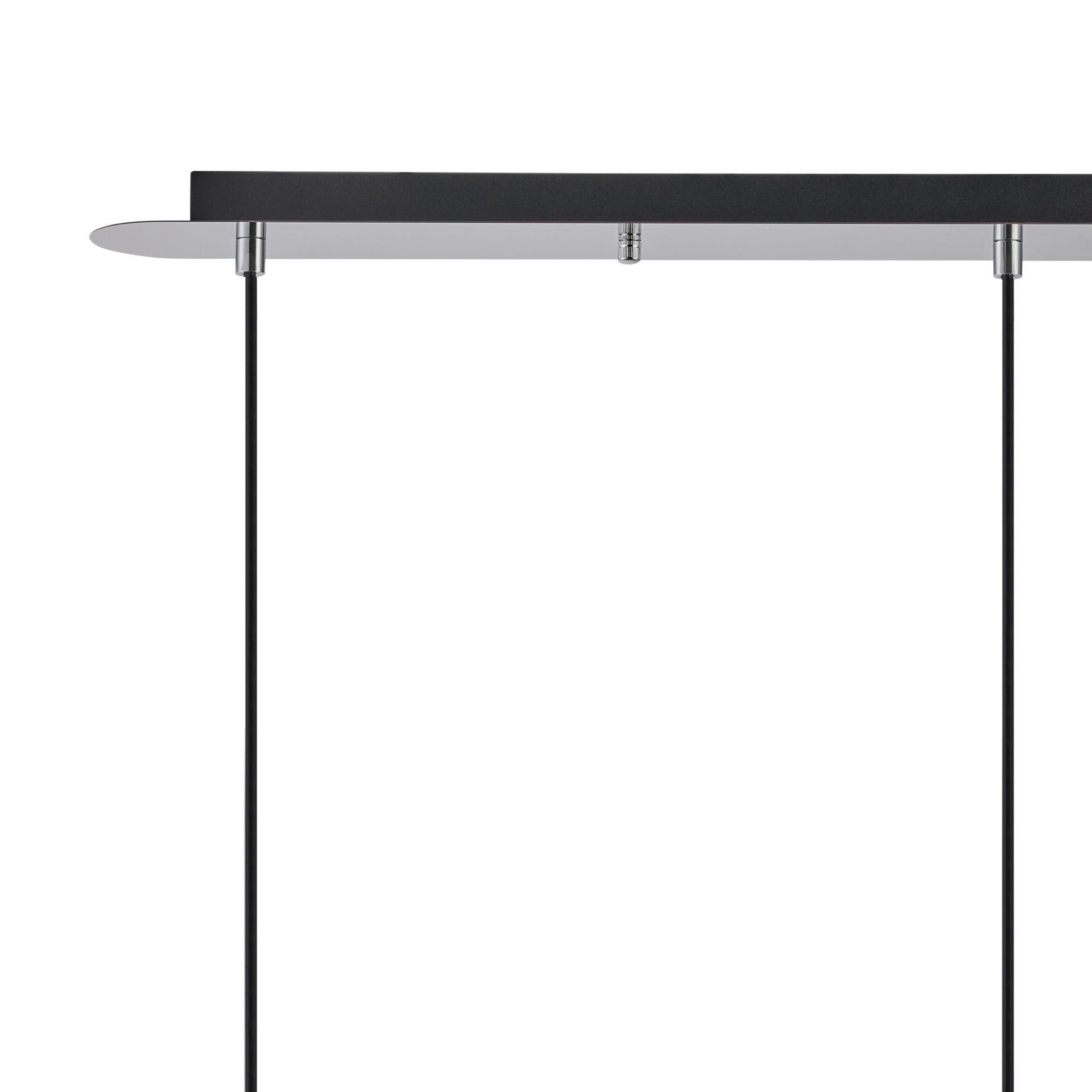 Lori Linear Pendant, 3 Light Adjustable E27, Polished Chrome/Clear Slim Curved Trapezium Shades