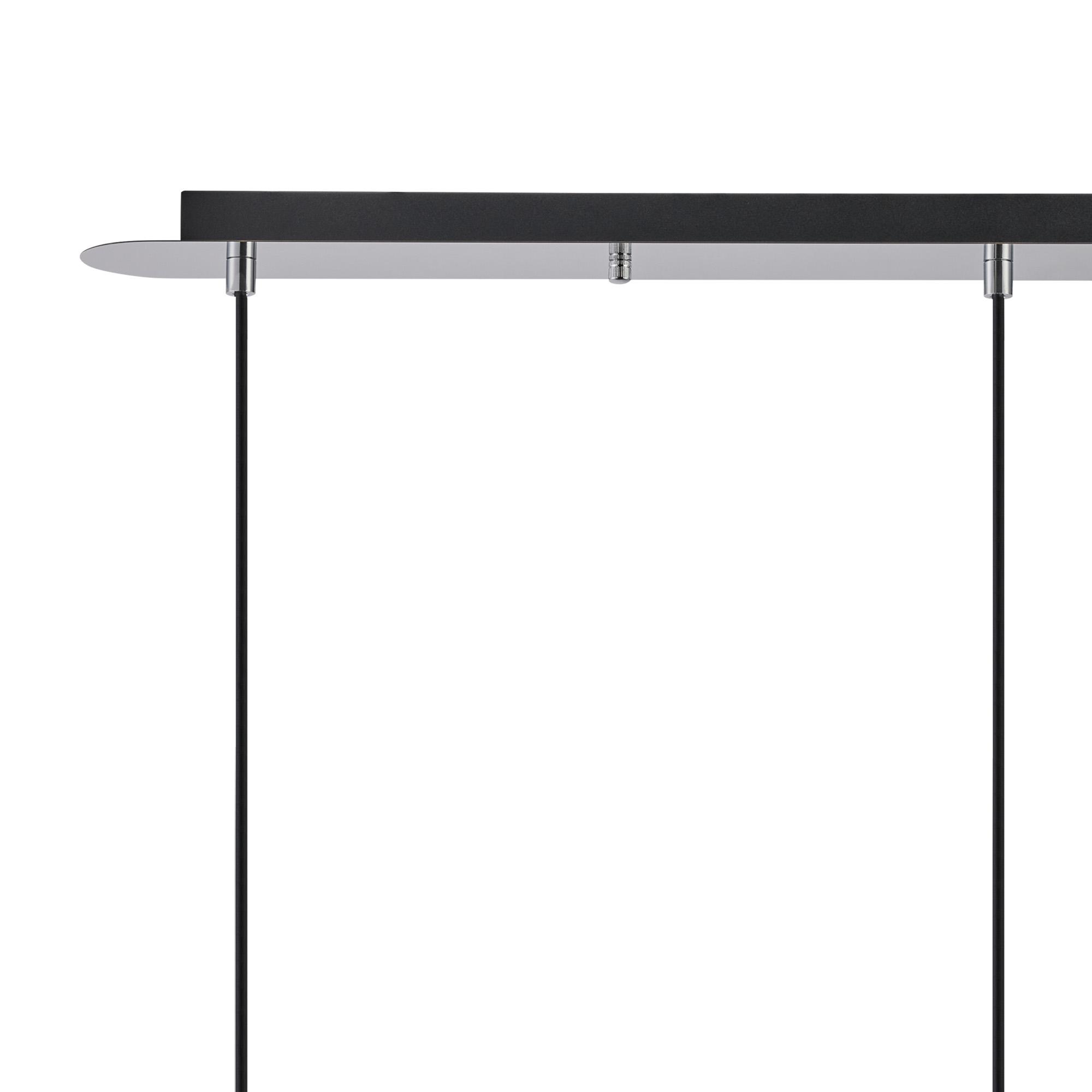 Lori Linear Pendant, 3 Light Adjustable E27, Polished Chrome/Chrome Open Mouth Round Globe Shades