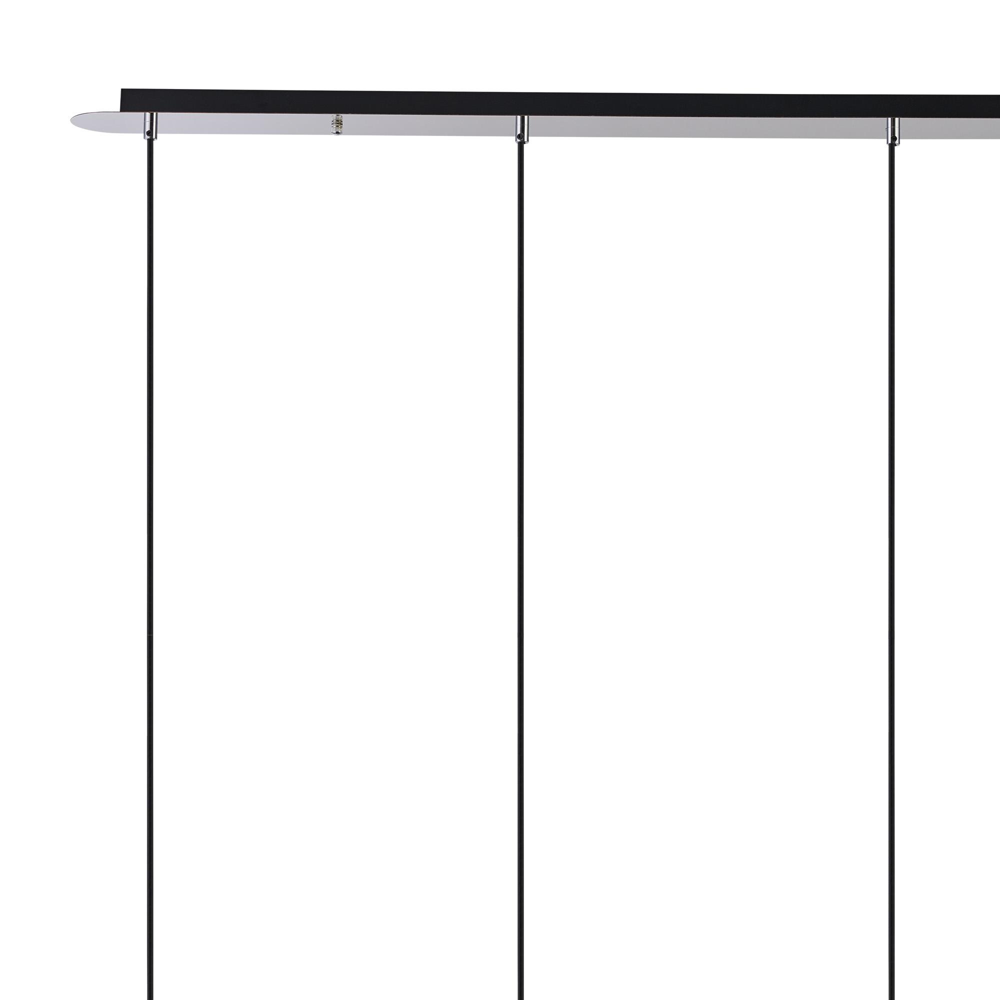 Lori Linear Pendant, 4 Light Adjustable E27, Polished Chrome/Chrome Slim Curved Trapezium Shades