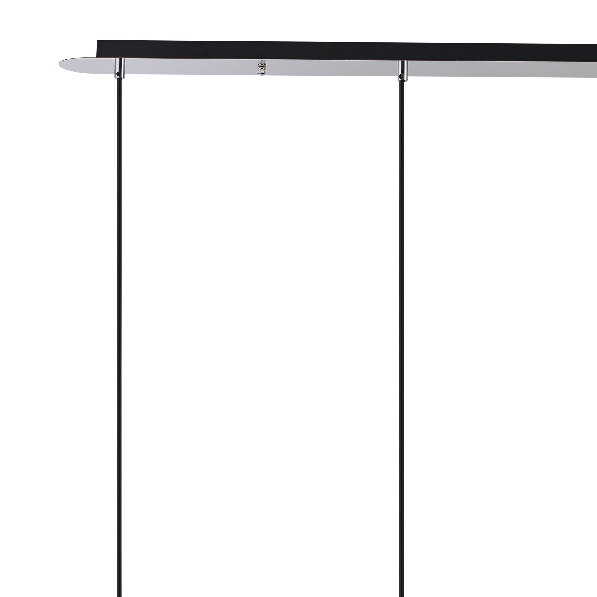 Lori Linear Pendant, 4 Light Adjustable E27, Polished Chrome/Petrol Blue/Smoke Ribbed Dome Shades