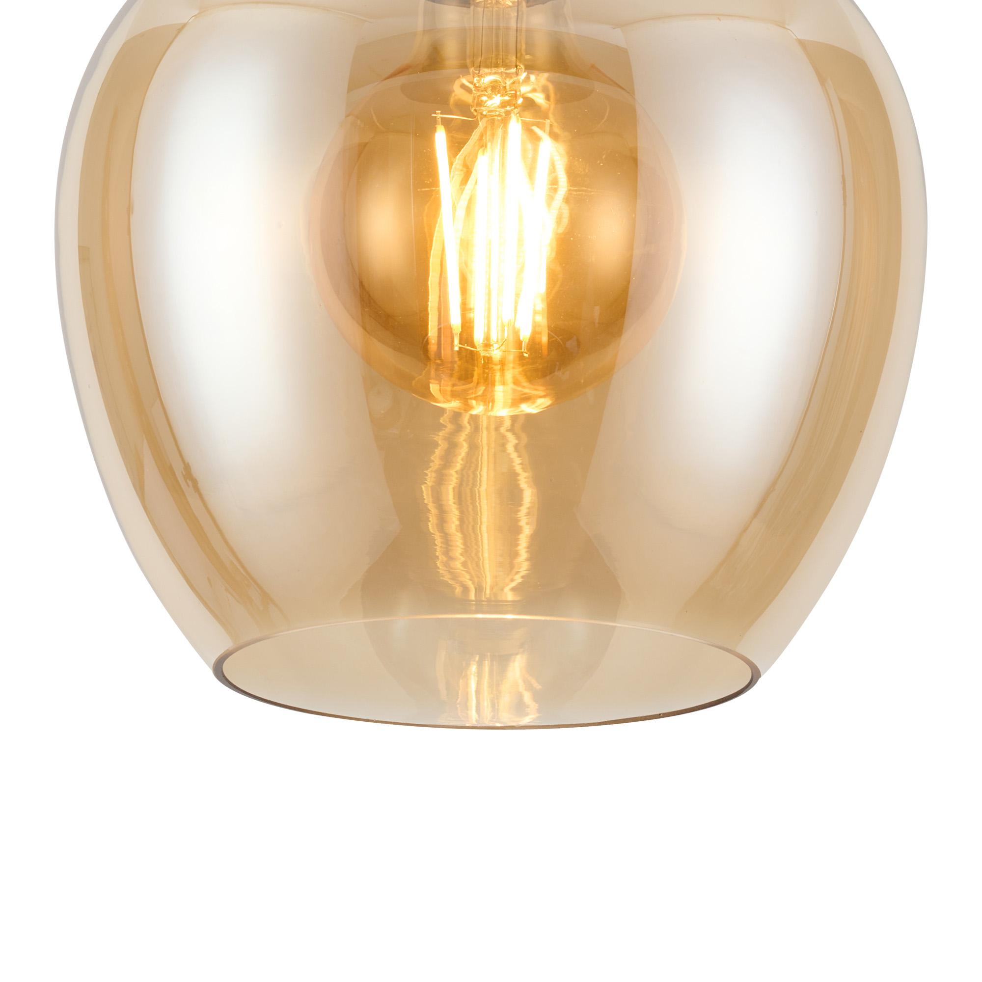 Lori 15cm Round Ceiling Flush, 1 Light Flush Fitting E27, Polished Chrome/Amber Wine Shades