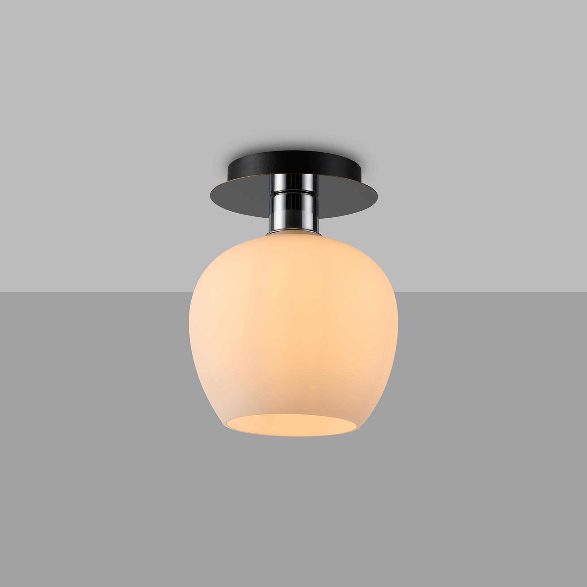 Lori 15cm Round Ceiling Flush, 1 Light Flush Fitting E27, Polished Chrome/Opal Wine Shades