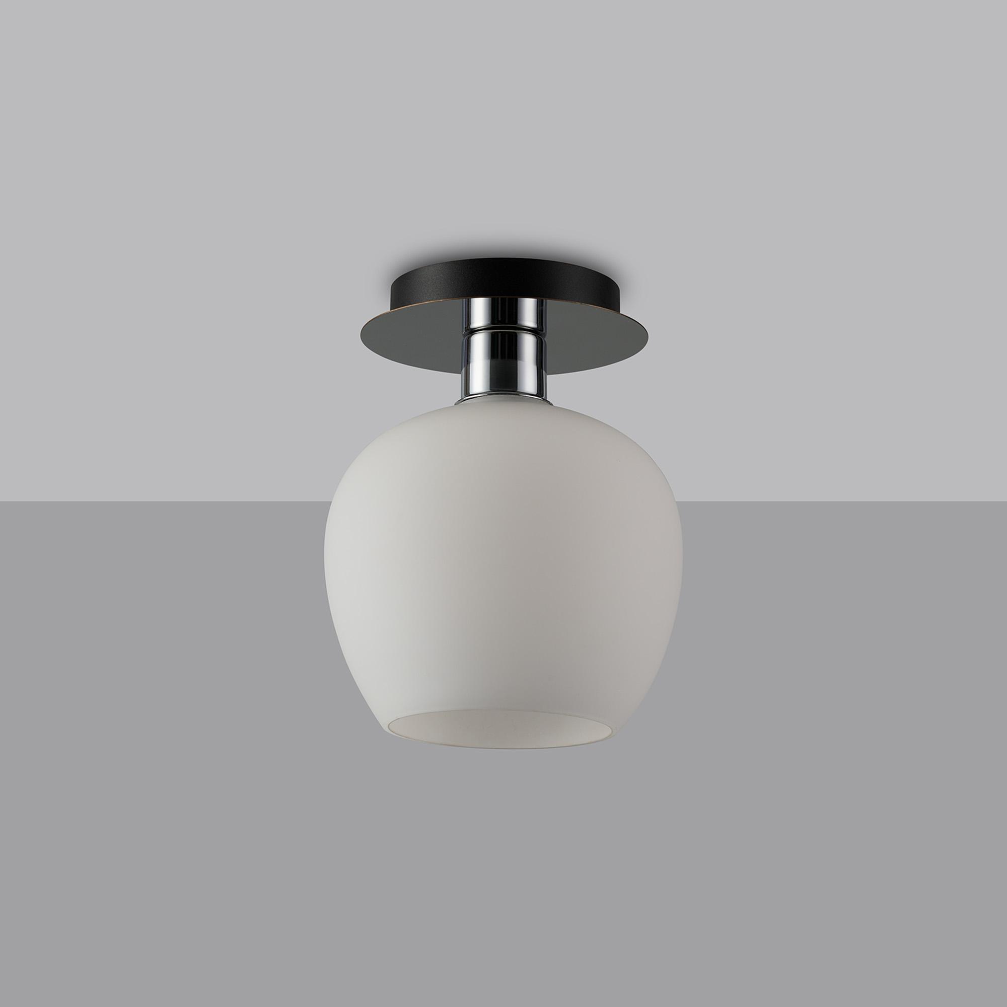 Lori 15cm Round Ceiling Flush, 1 Light Flush Fitting E27, Polished Chrome/Opal Wine Shades