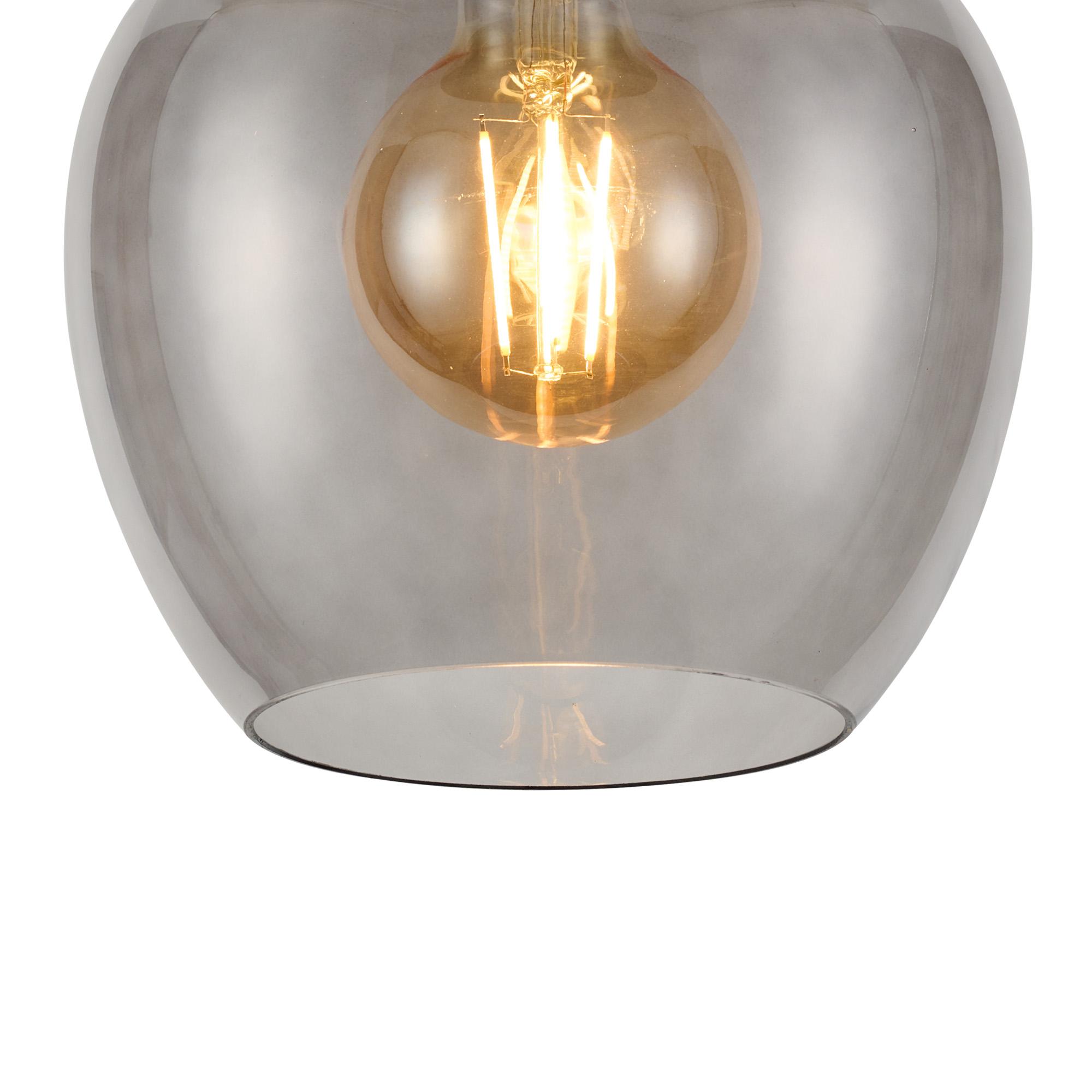 Lori 15cm Round Ceiling Flush, 1 Light Flush Fitting E27, Polished Chrome/Smoke Wine Shades