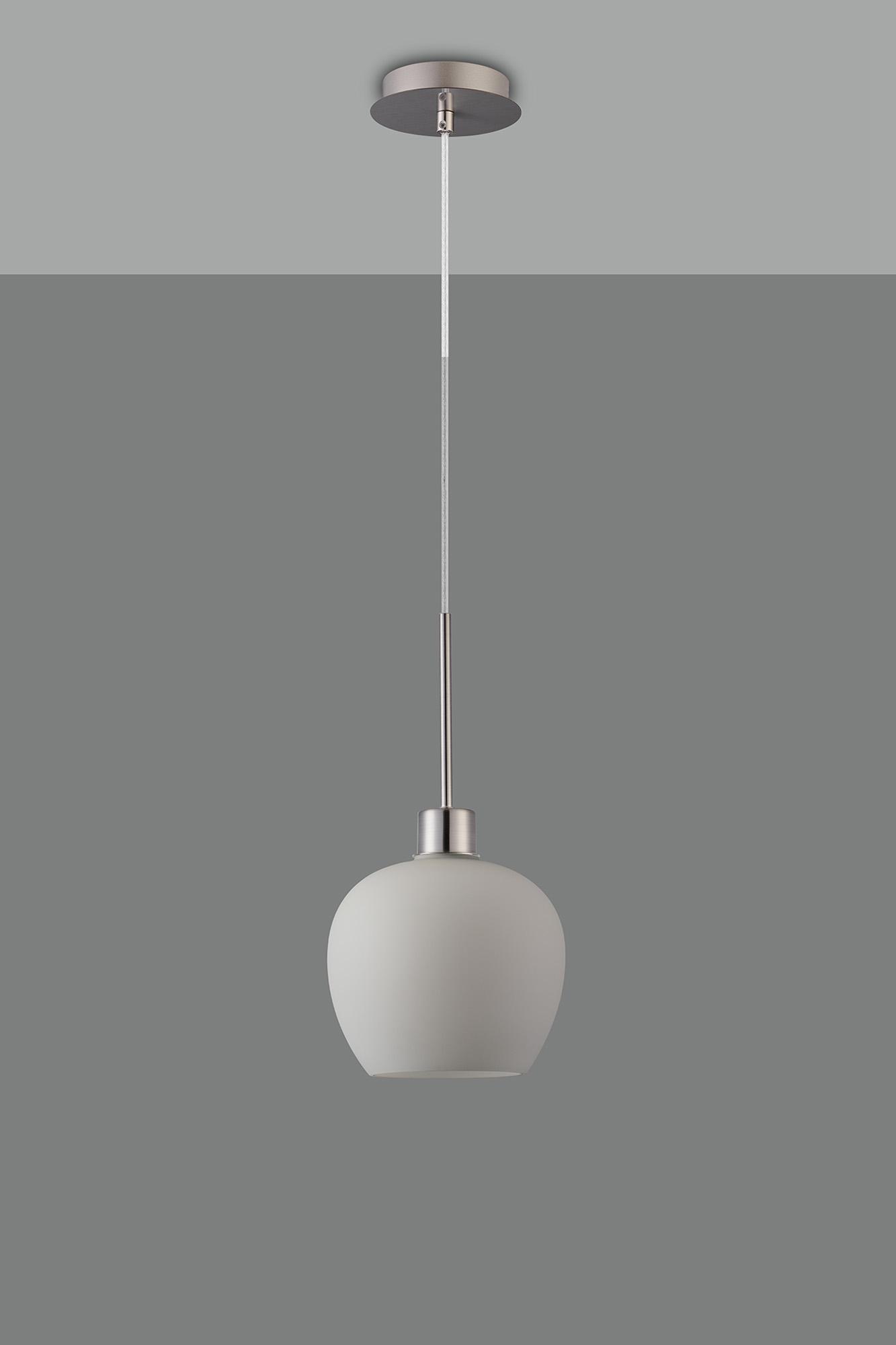 Lori 1.7m Single Pendant, 1 Light Adjustable E27, Satin Nickel/Opal Wine Shades