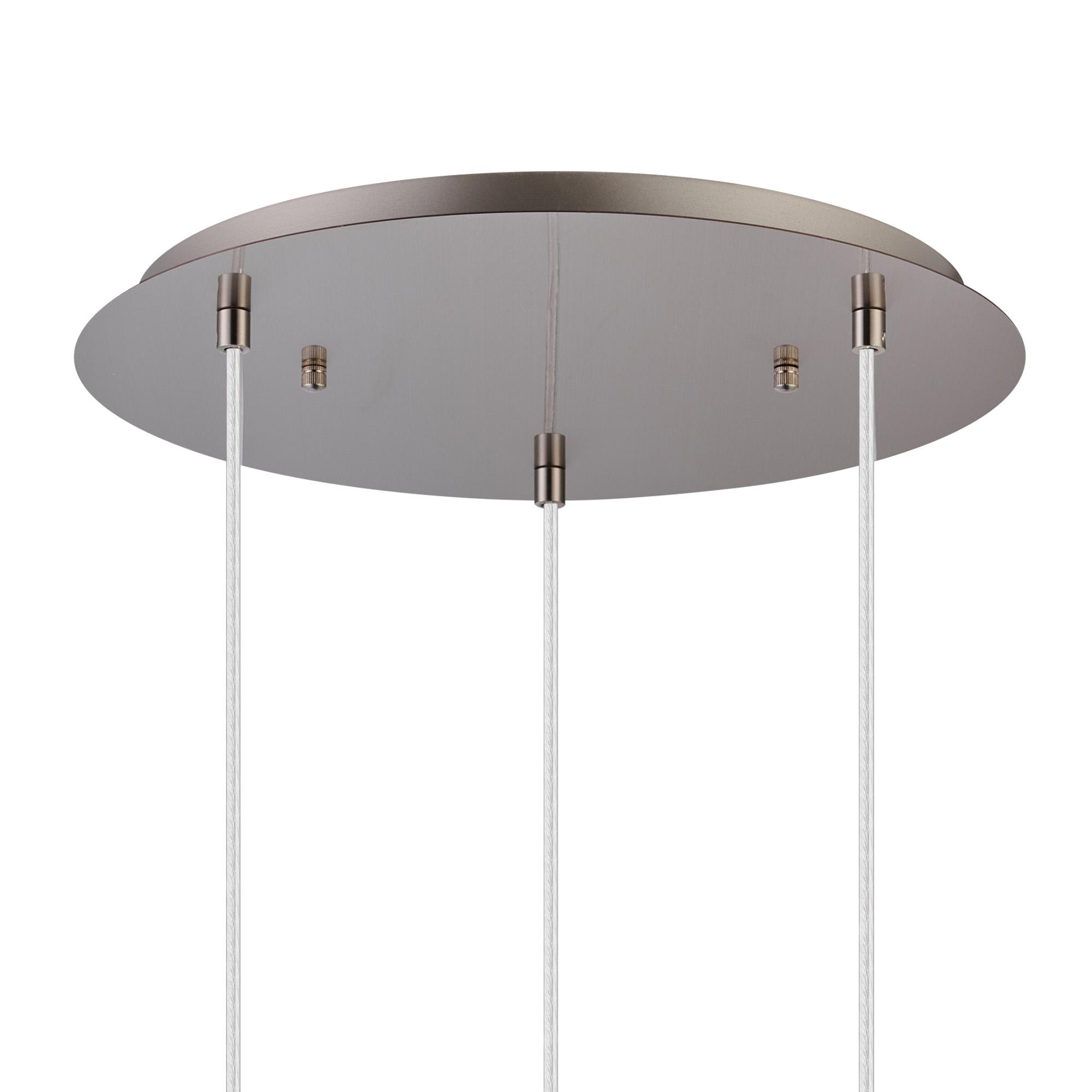 Lori 40cm Round Pendant, 3 Light Adjustable E27, Satin Nickel/Blue/Green/Pink Open Mouth Round Globe Shades