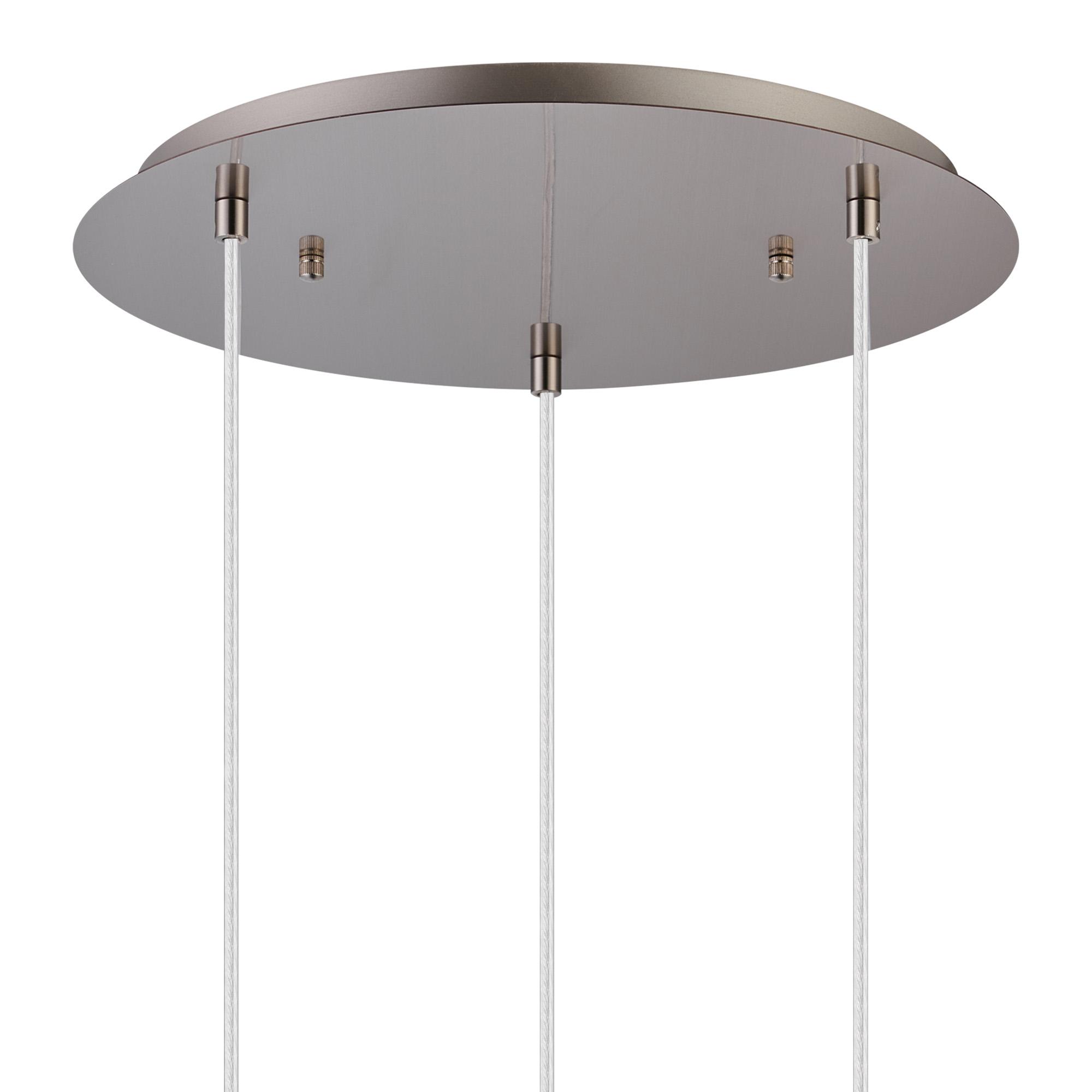 Lori 40cm Round Pendant, 3 Light Adjustable E27, Satin Nickel/Opal Wine Shades