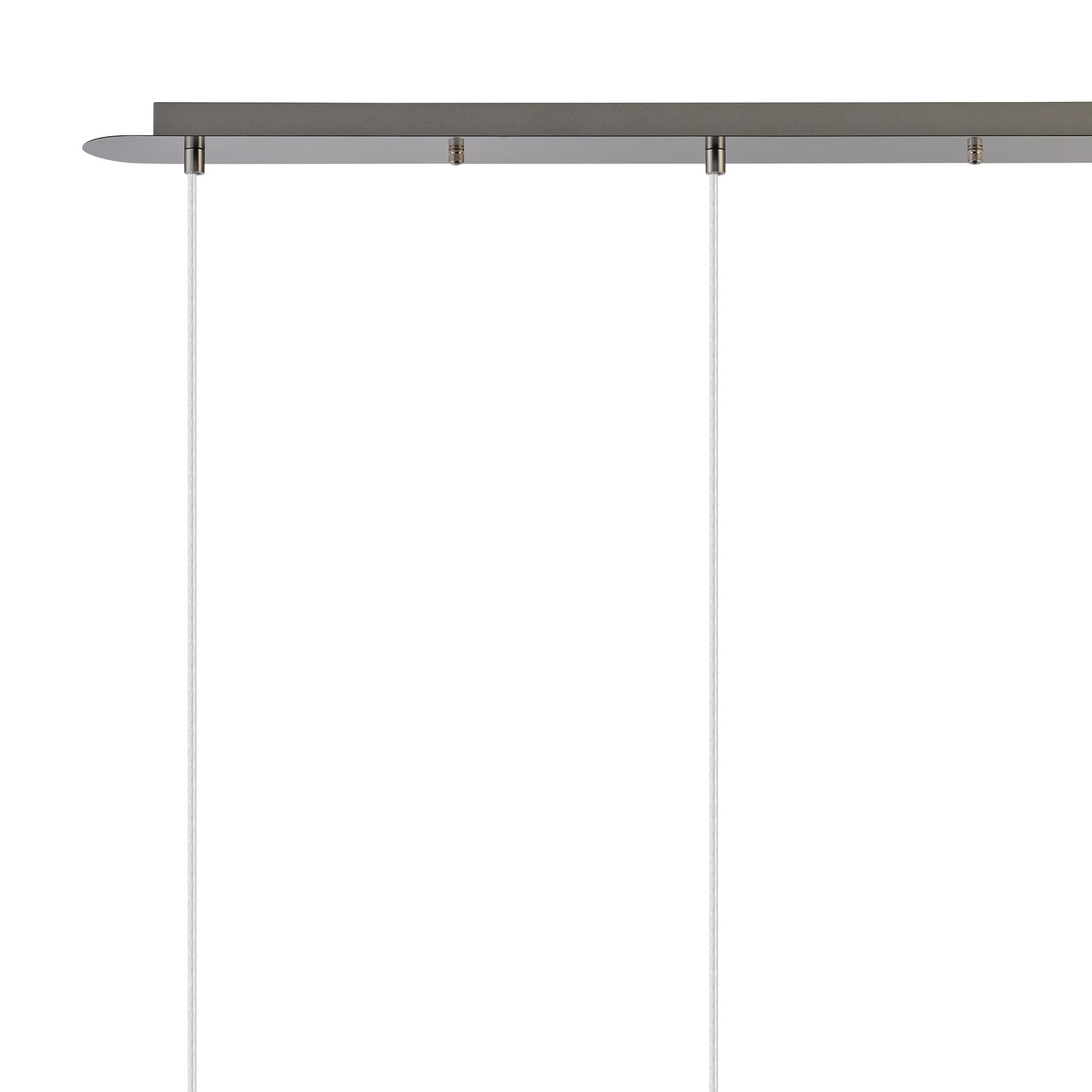 Lori Linear Pendant, 3 Light Adjustable E27, Satin Nickel/Clear/Amber Slim Curved Trapezium Shades