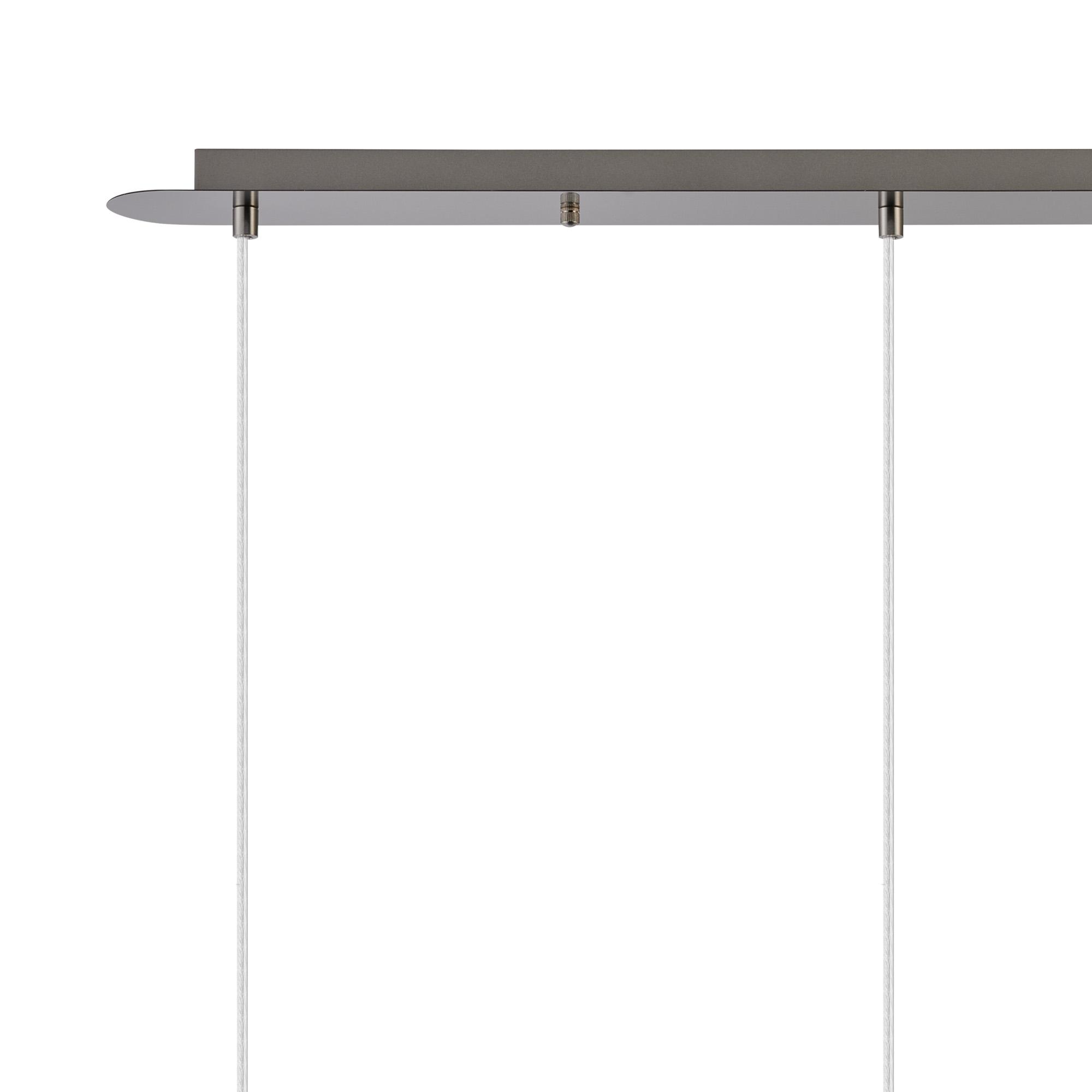 Lori Linear Pendant, 3 Light Adjustable E27, Satin Nickel/Amber Open Mouth Round Globe Shades