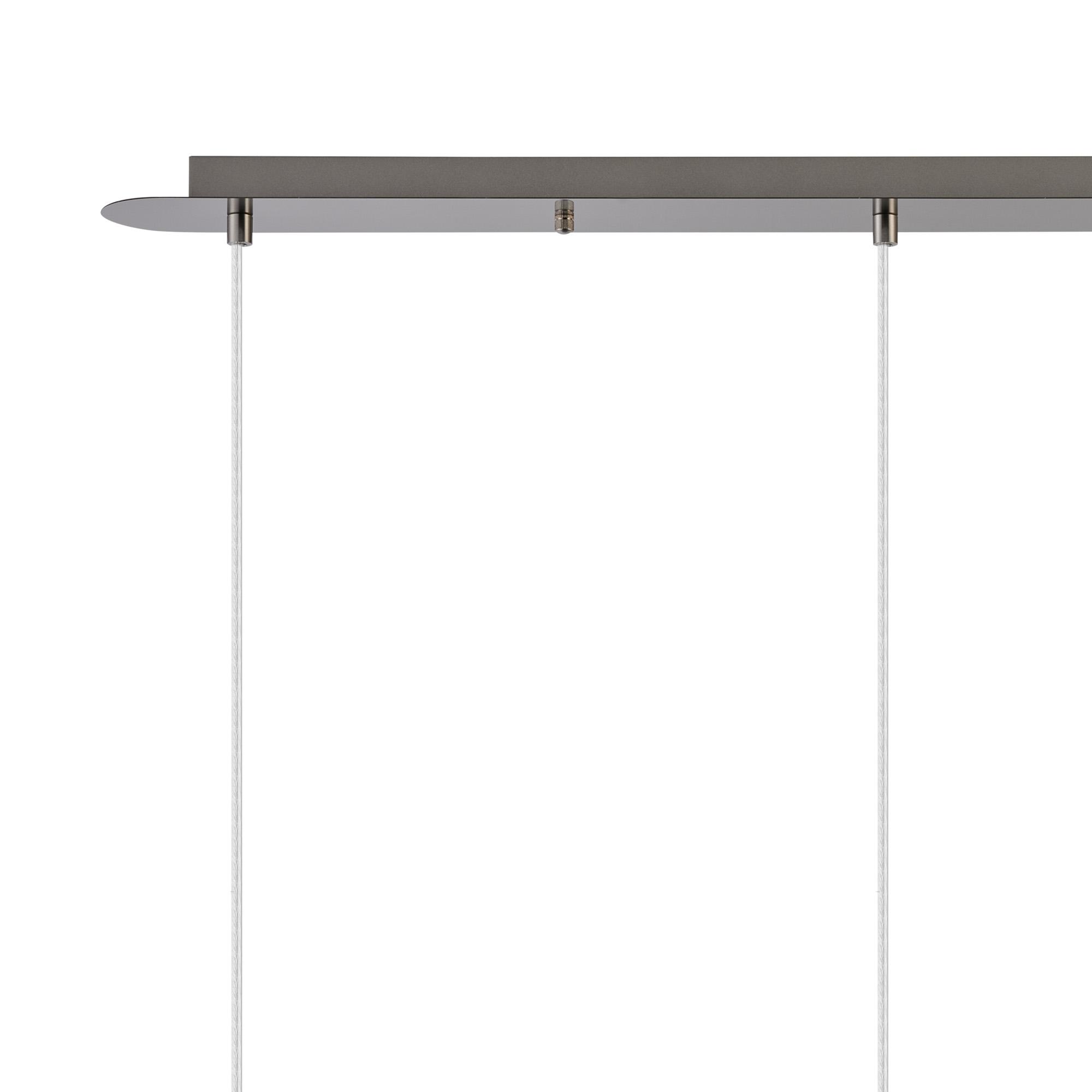 Lori Linear Pendant, 3 Light Adjustable E27, Satin Nickel/Opal Open Mouth Round Globe Shades