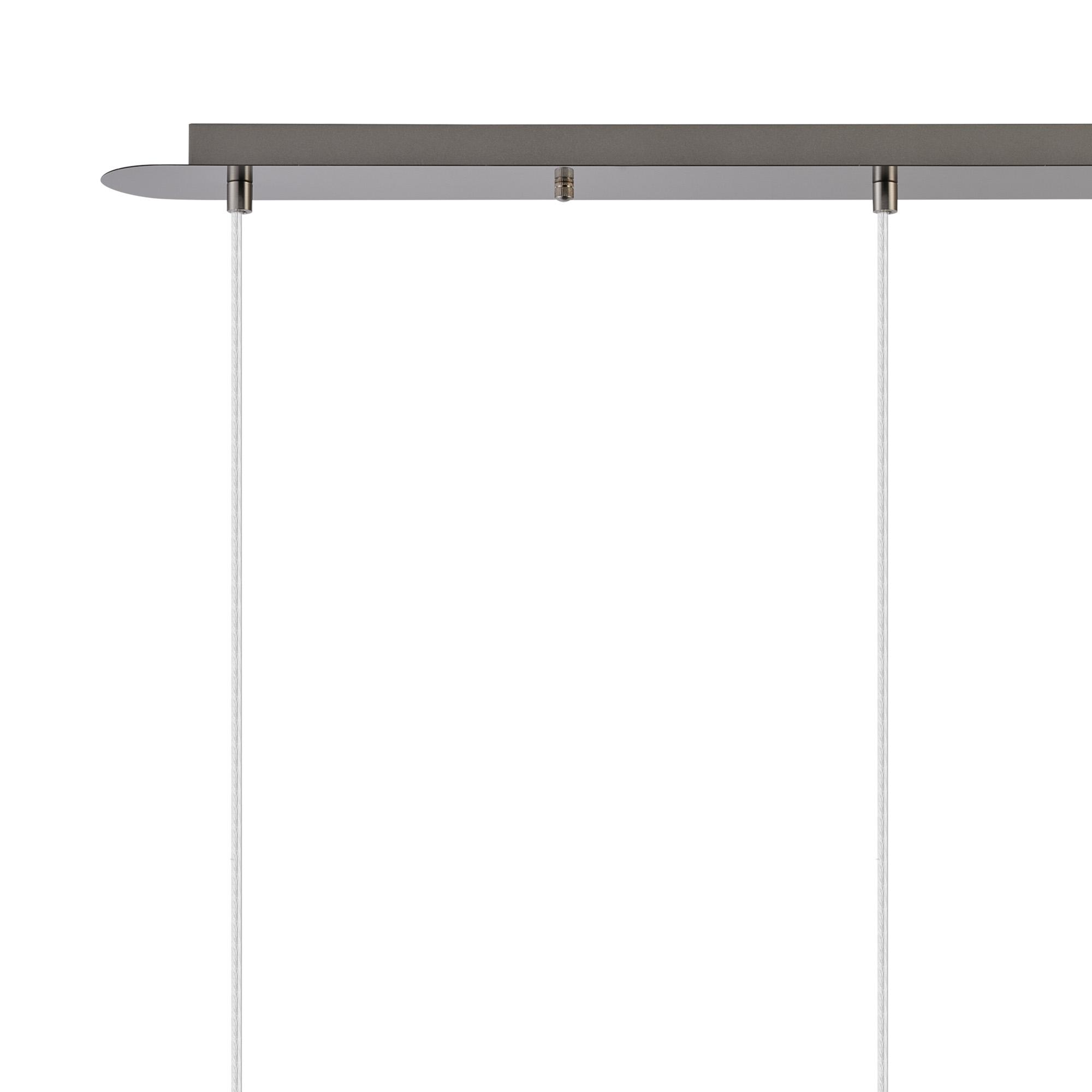 Lori Linear Pendant, 3 Light Adjustable E27, Satin Nickel/Smoke Open Mouth Round Globe Shades