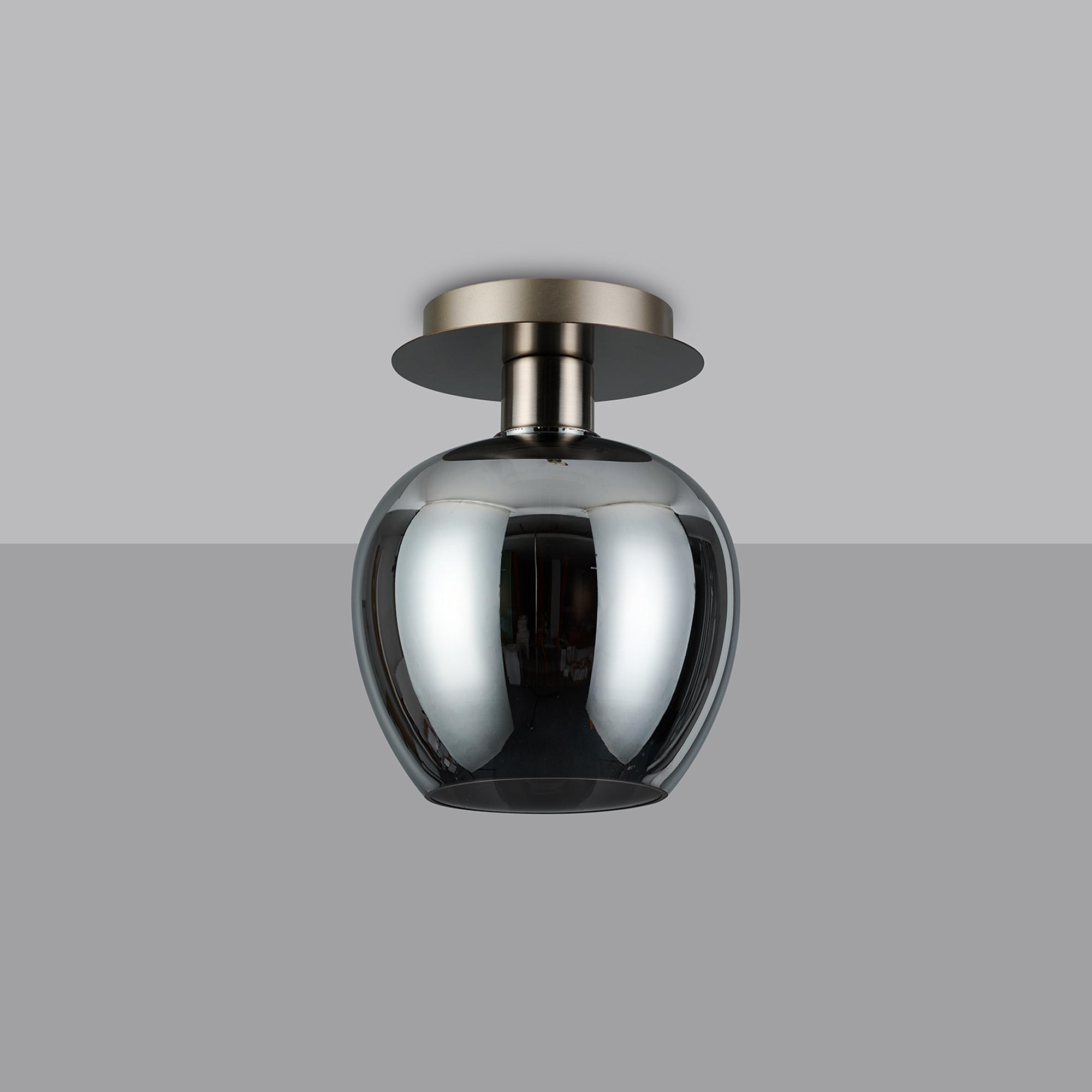 Lori 15cm Round Ceiling Flush, 1 Light Flush Fitting E27, Satin Nickel/Chrome Wine Shades