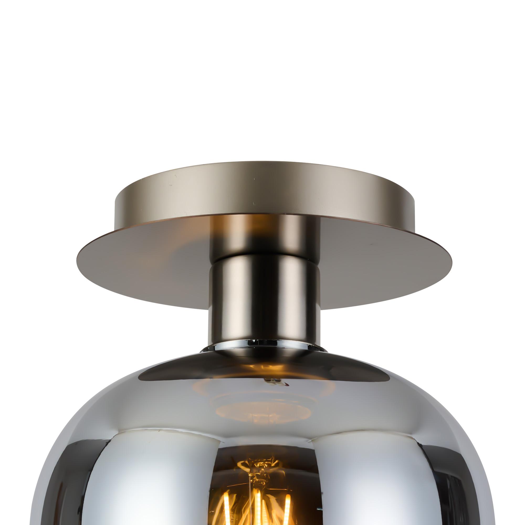 Lori 15cm Round Ceiling Flush, 1 Light Flush Fitting E27, Satin Nickel/Chrome Wine Shades