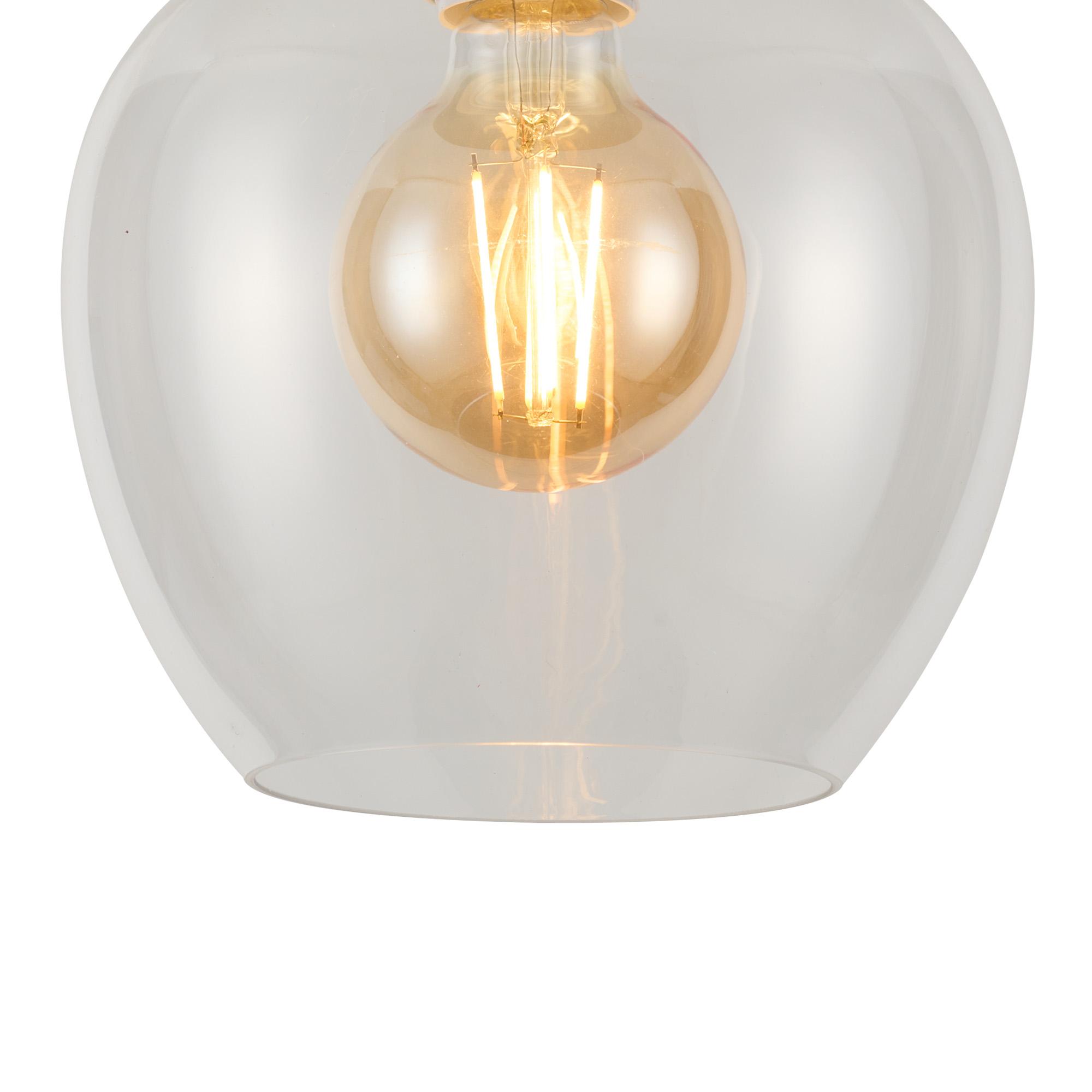 Lori 15cm Round Ceiling Flush, 1 Light Flush Fitting E27, Satin Nickel/Clear Wine Shades