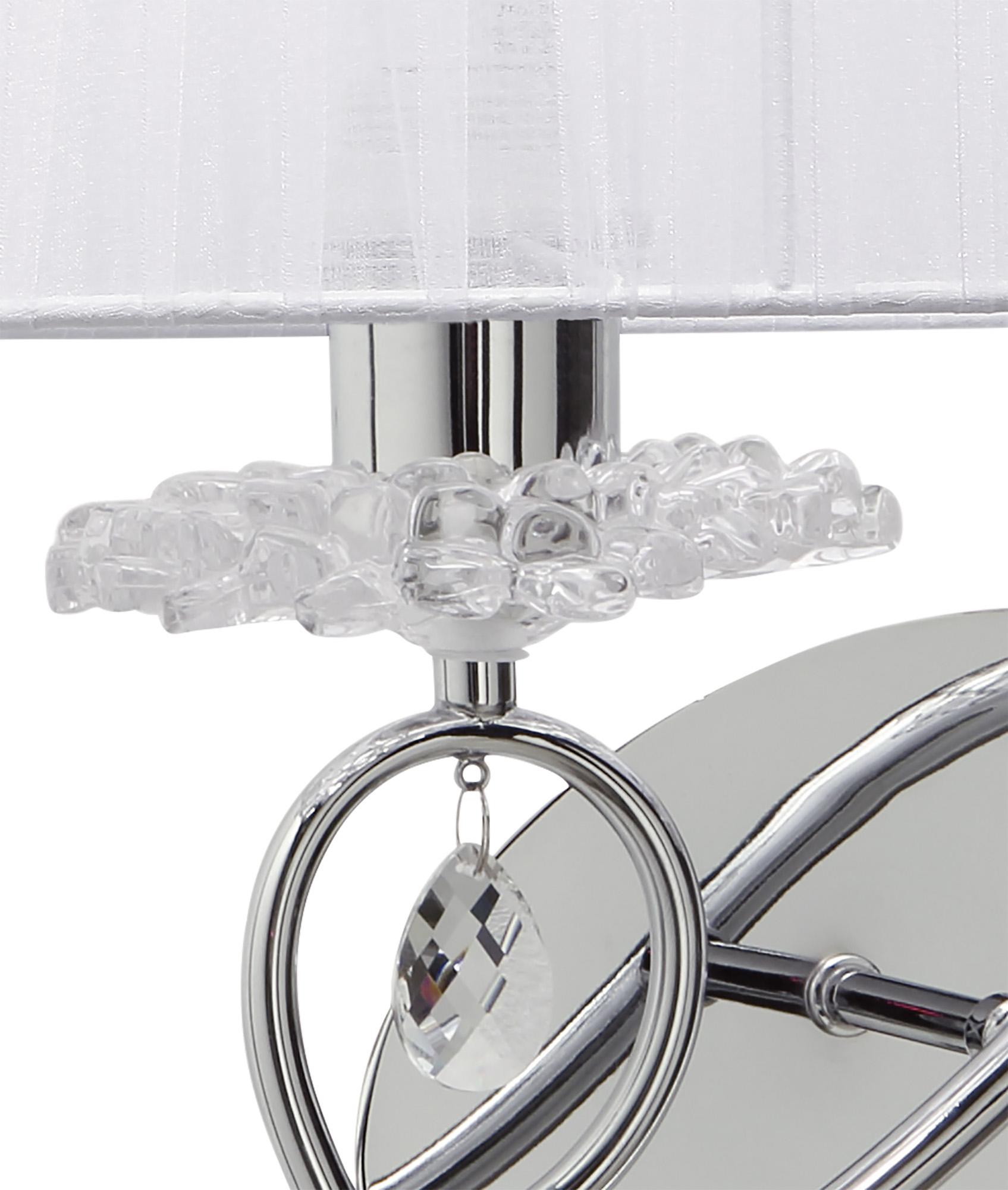 Louise Wall Lamp Right 2 Light E27 With White Shade Polished Chrome / Clear Crystal