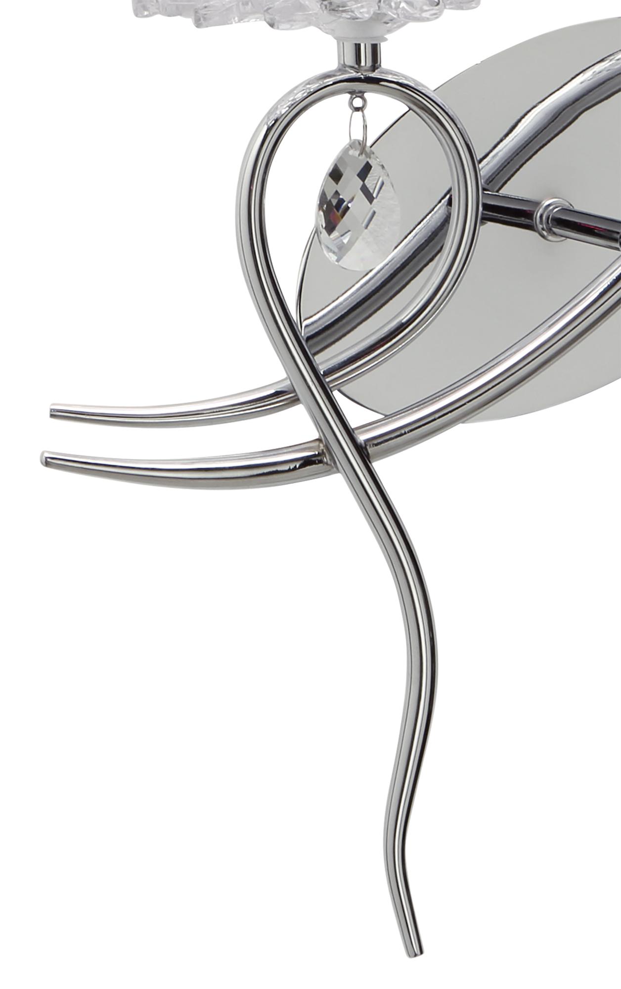 Louise Wall Lamp Right 2 Light E27 With White Shade Polished Chrome / Clear Crystal