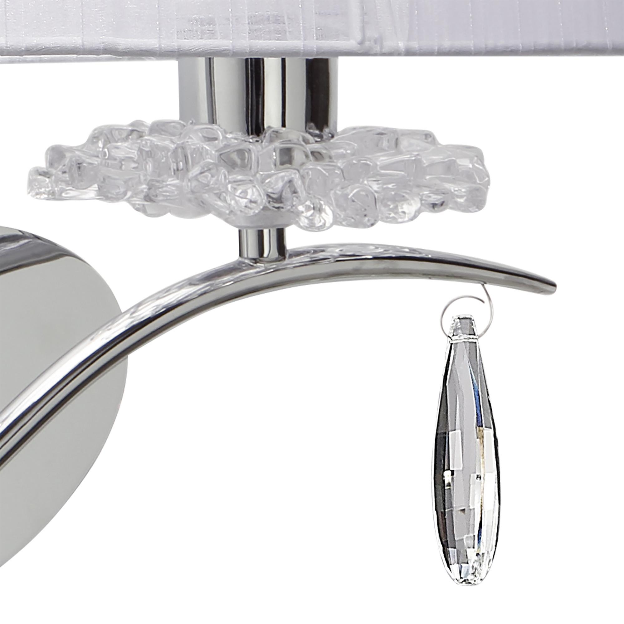 Louise Wall Lamp Right 2 Light E27 With White Shade Polished Chrome / Clear Crystal