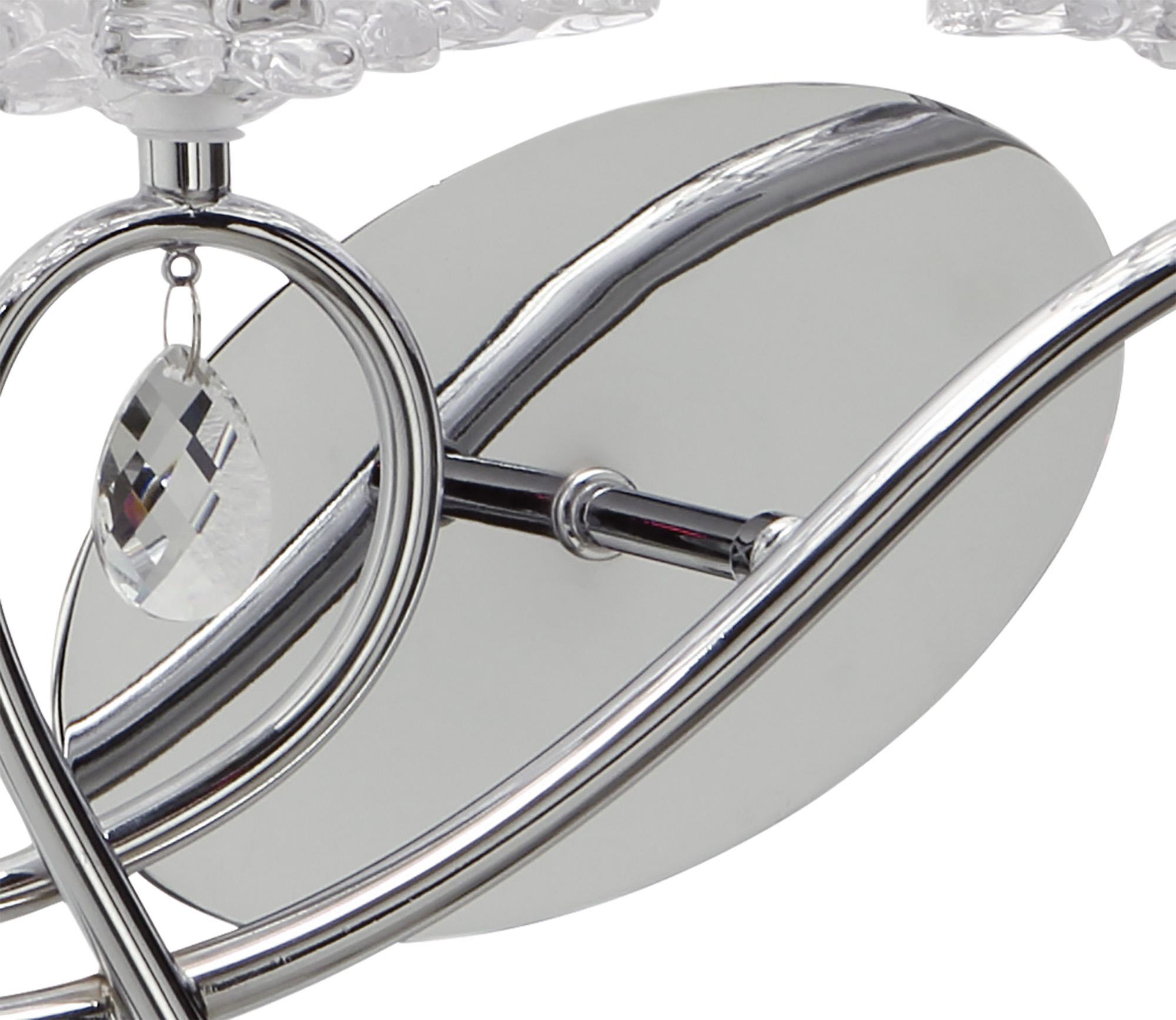 Louise Wall Lamp Right 2 Light E27 With White Shade Polished Chrome / Clear Crystal