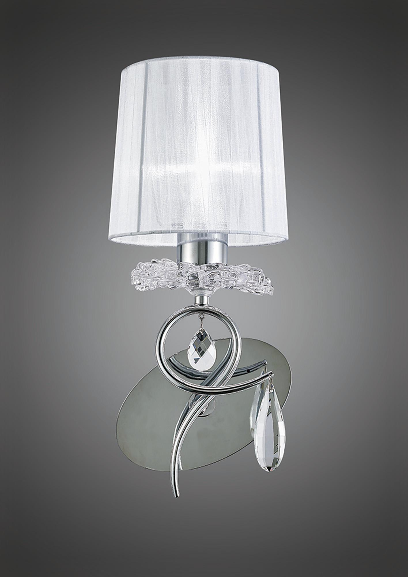 Louise Wall Lamp 1 Light E27 With White Shade Polished Chrome / Clear Crystal