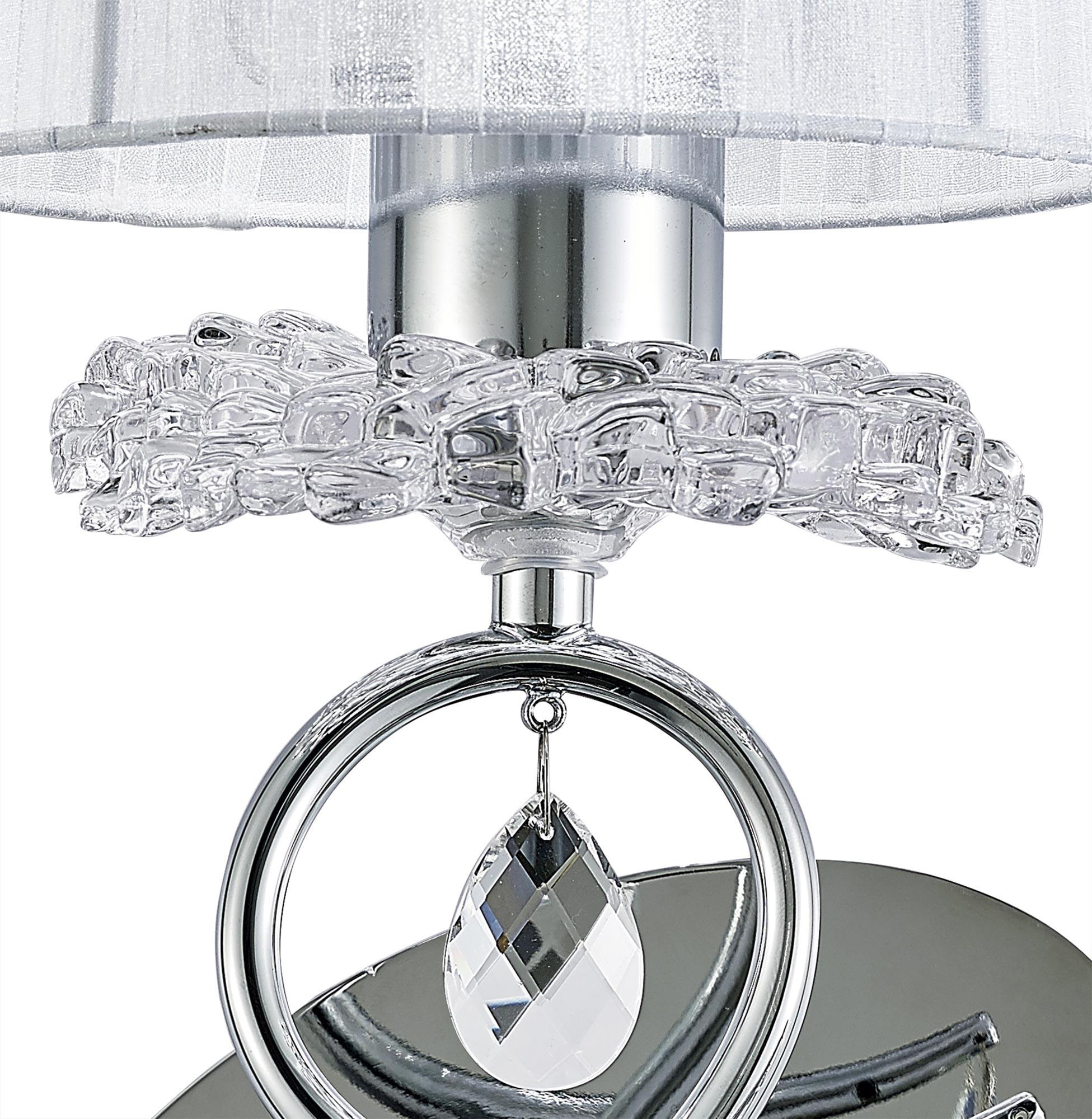 Louise Wall Lamp 1 Light E27 With White Shade Polished Chrome / Clear Crystal