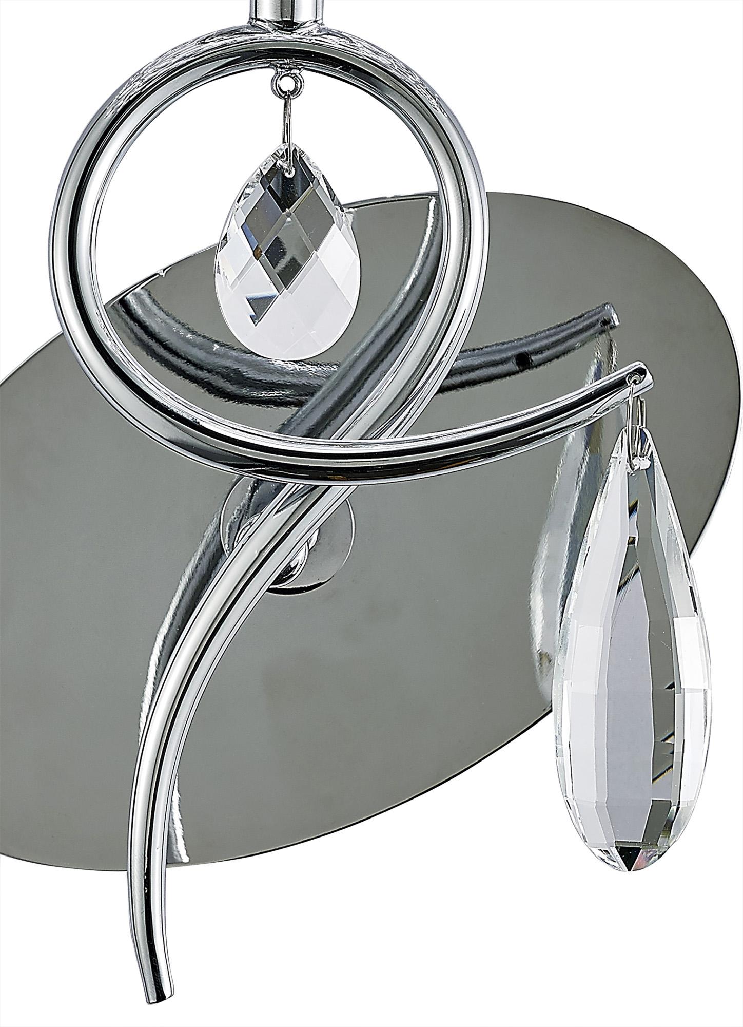 Louise Wall Lamp 1 Light E27 With White Shade Polished Chrome / Clear Crystal