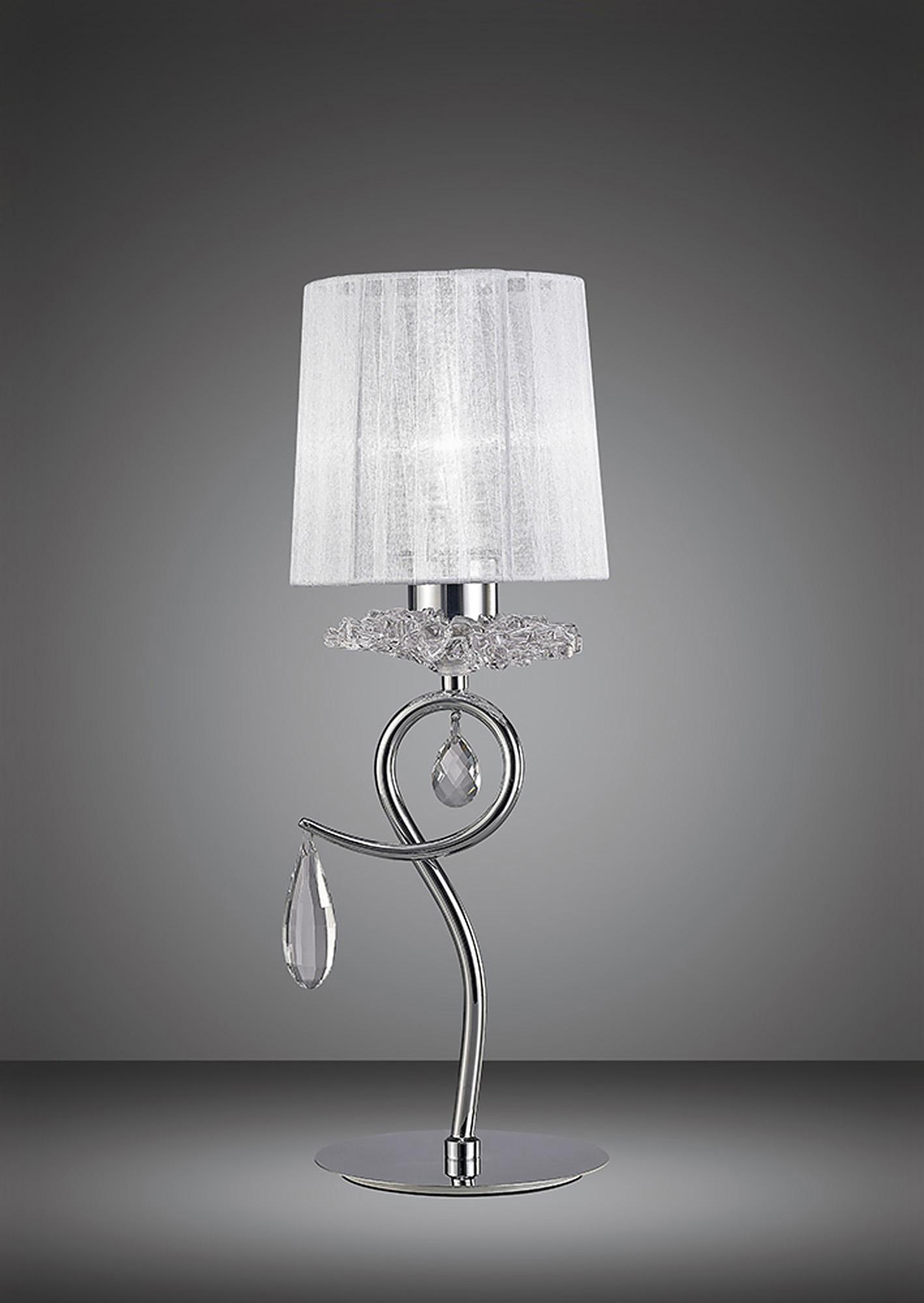 Louise Table Lamp 1 Light E27 With White Shade Polished Chrome / Clear Crystal