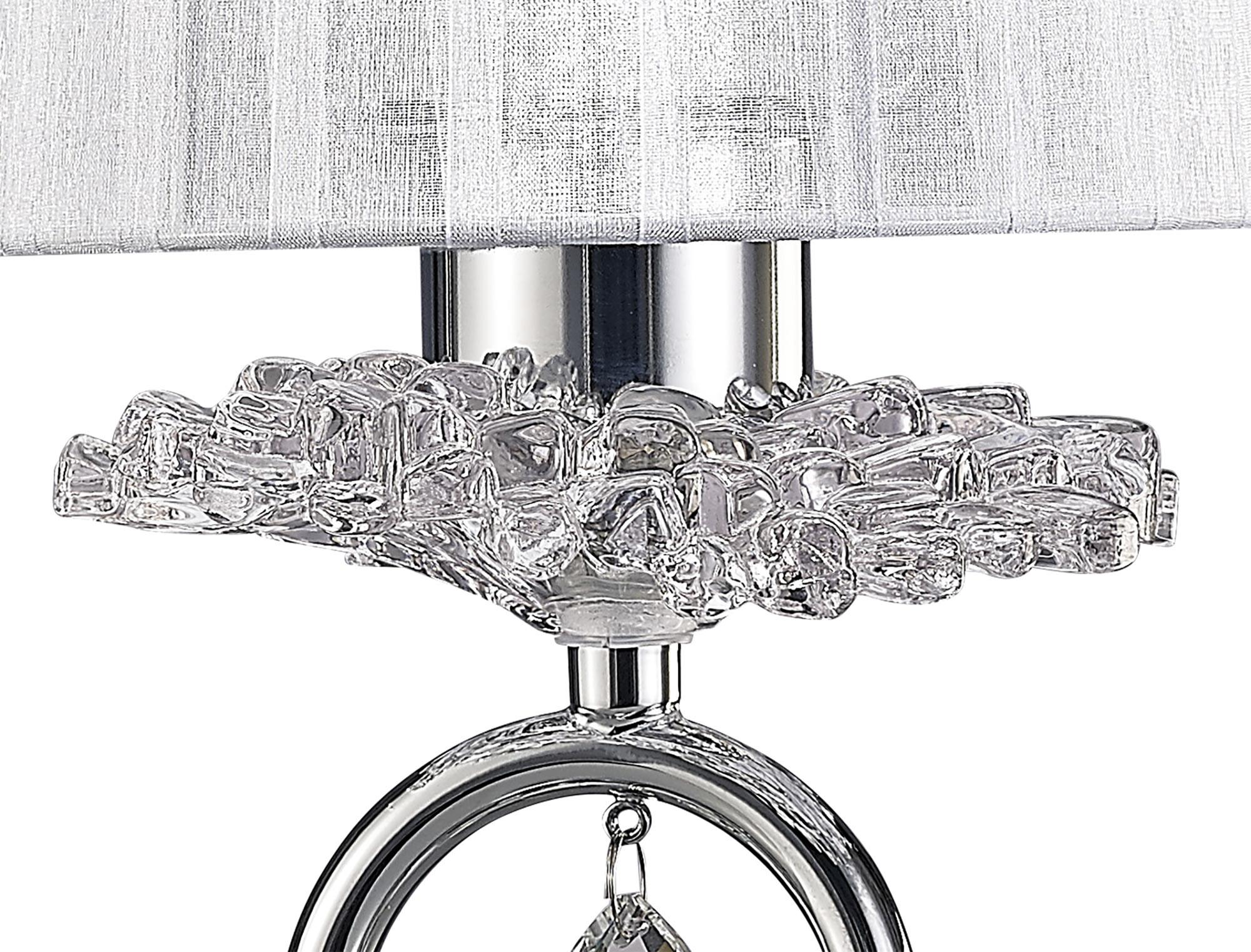 Louise Table Lamp 1 Light E27 With White Shade Polished Chrome / Clear Crystal