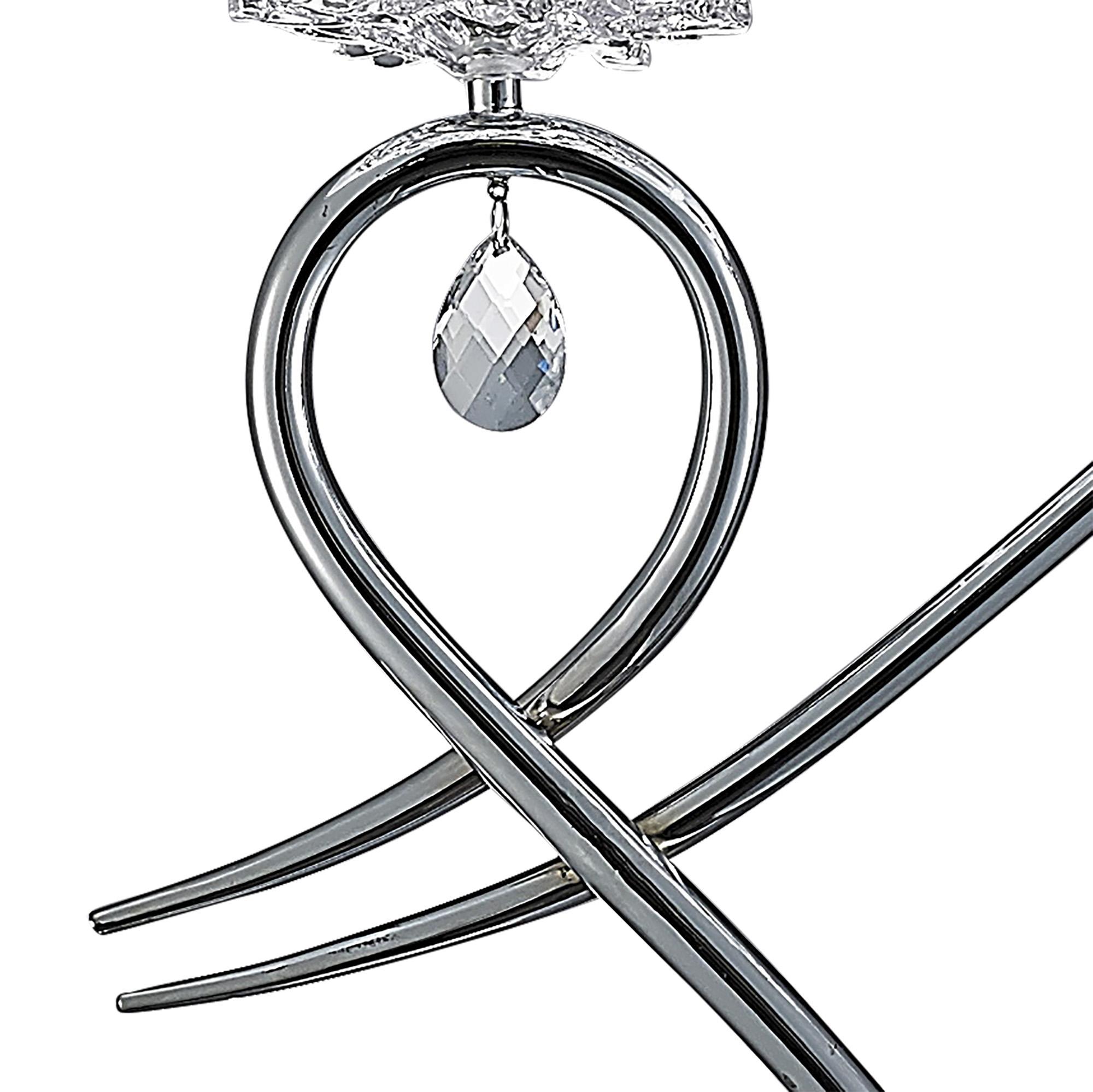 Louise Floor Lamp 2 Light E27 With White Shade Polished Chrome / Clear Crystal