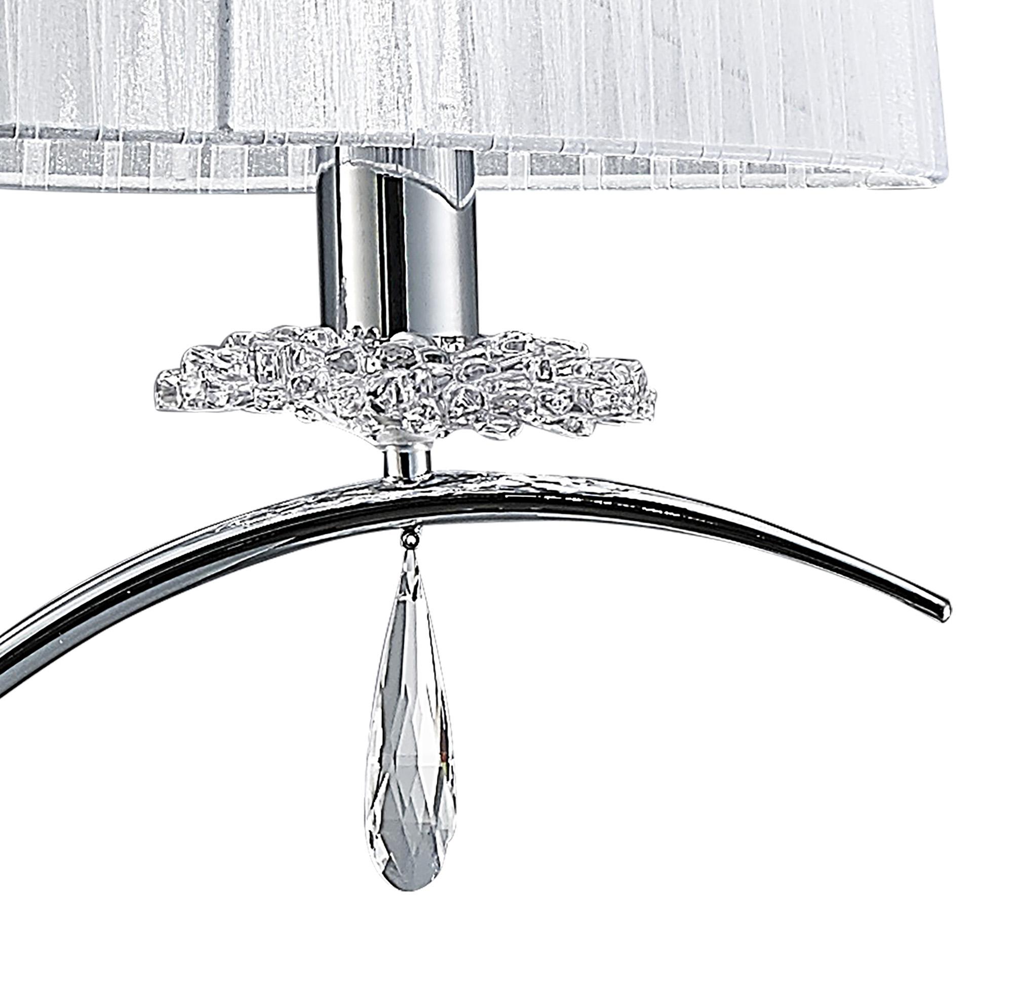 Louise Floor Lamp 2 Light E27 With White Shade Polished Chrome / Clear Crystal