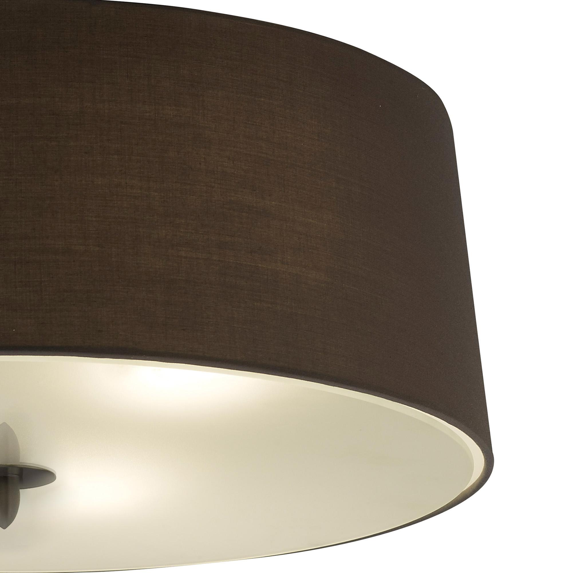 Lua Flush Ceiling 3 Light E27, Ash Grey With Ash Grey Shade