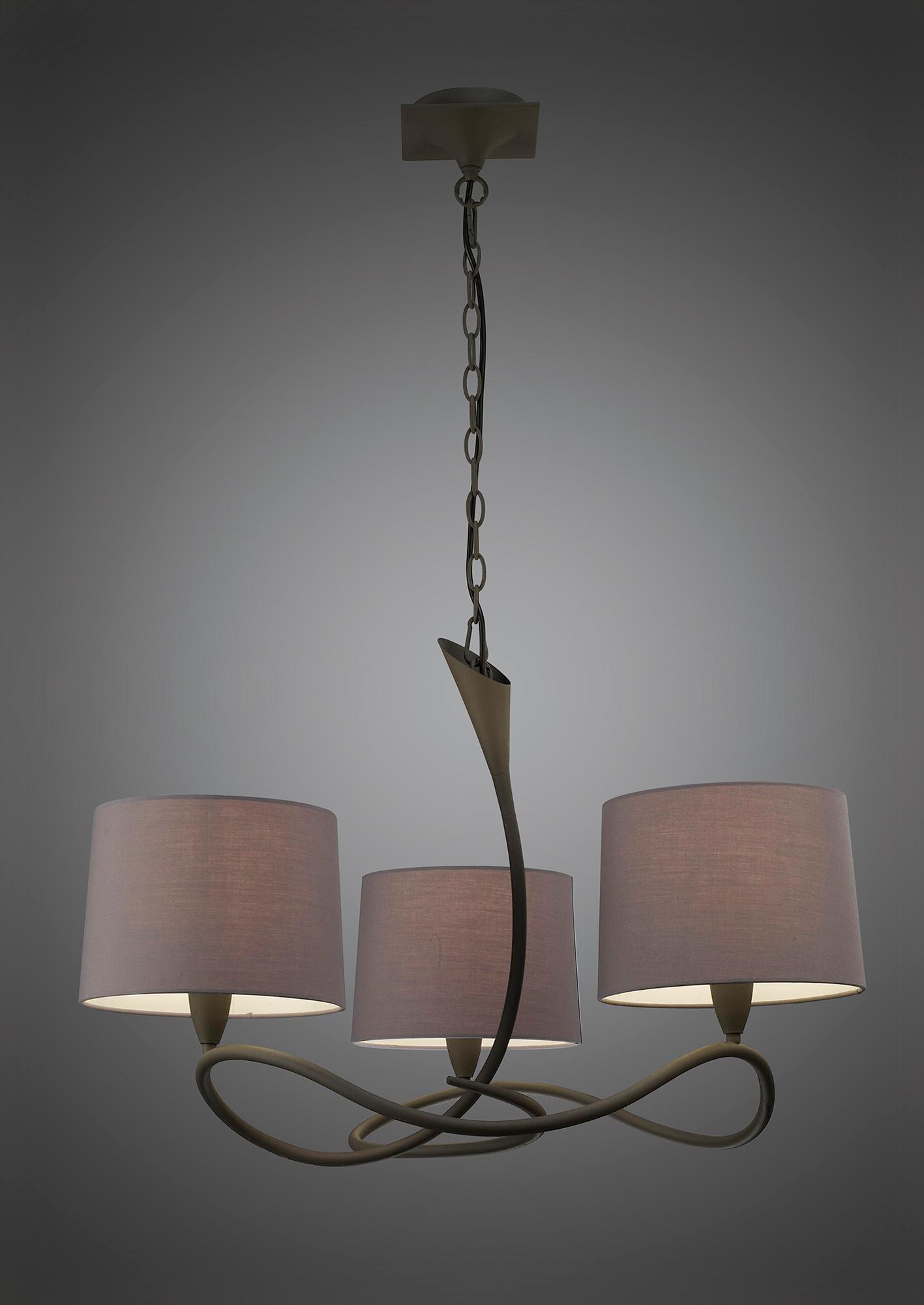 Lua Pendant 3 Arm Light E27, Ash Grey With Ash Grey Shades