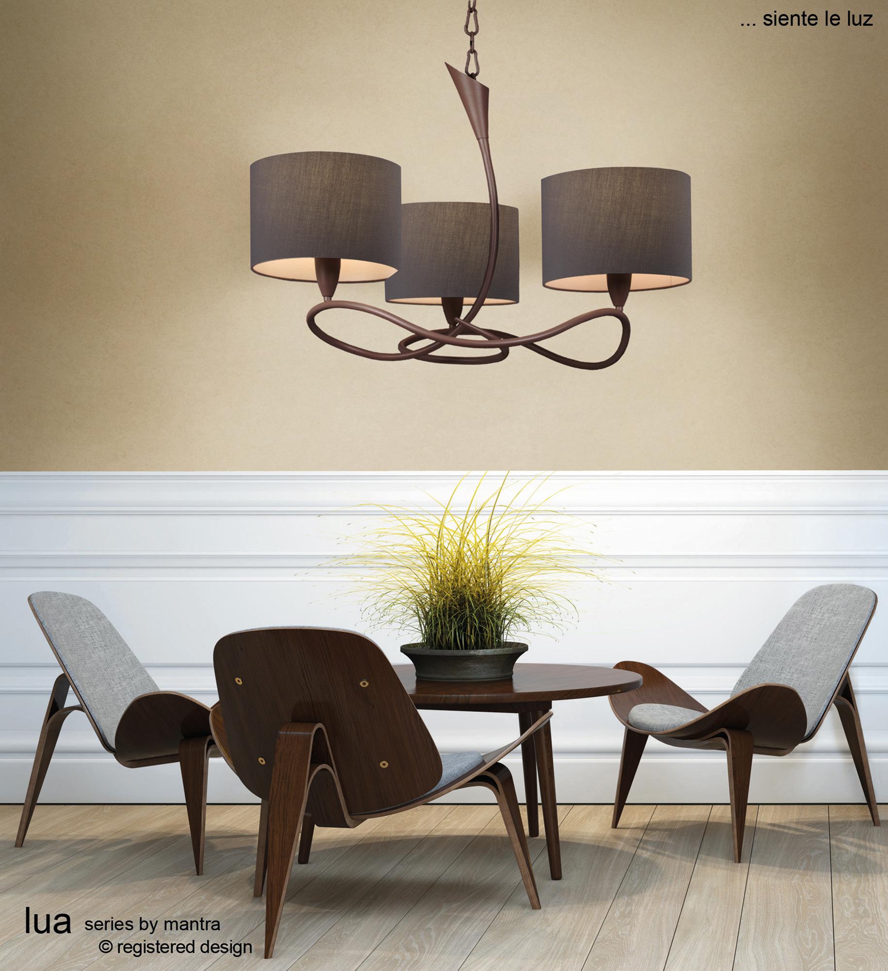 Lua Pendant 3 Arm Light E27, Ash Grey With Ash Grey Shades