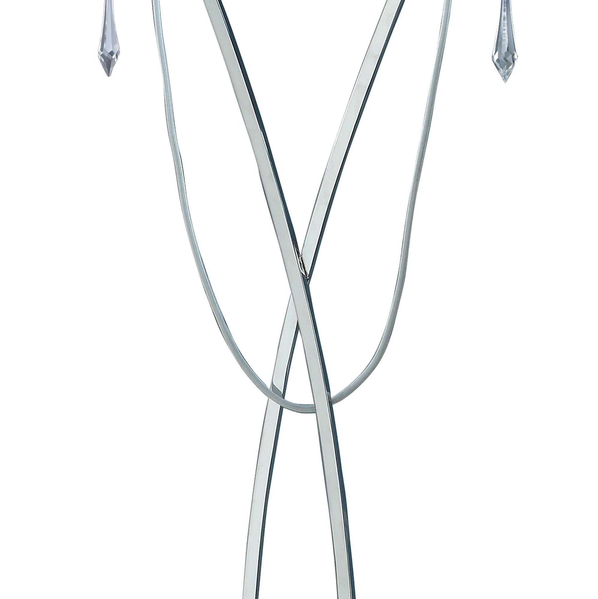 Lucca Floor Lamp 2 Light E27, Polished Chrome With White Shade & Clear Crystal
