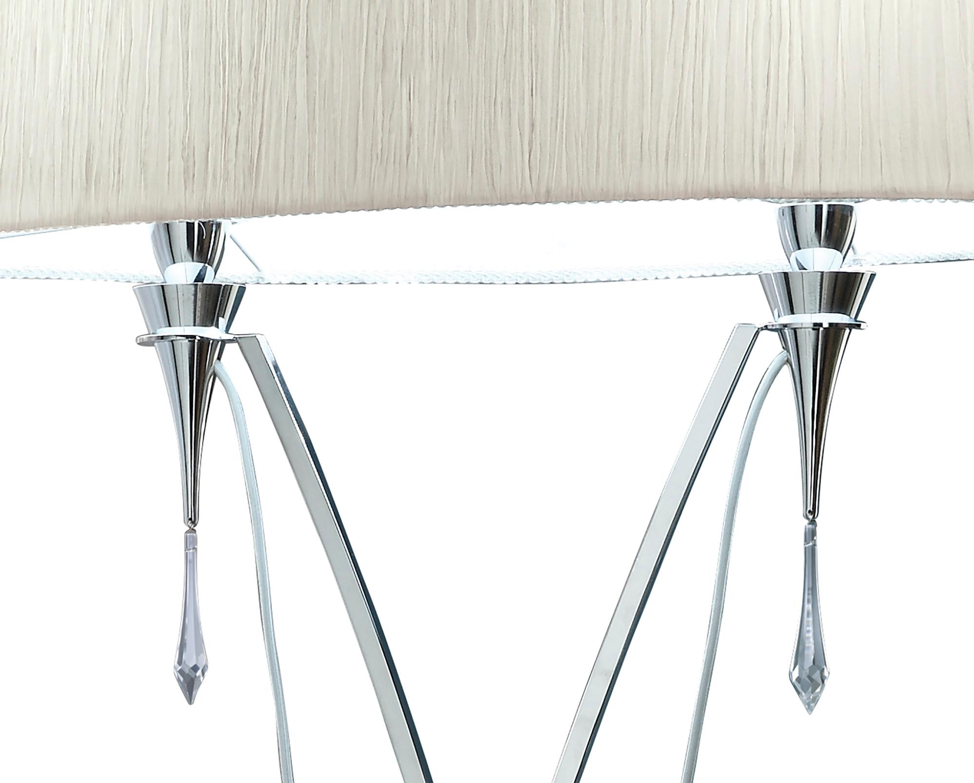 Lucca Floor Lamp 2 Light E27, Polished Chrome With White Shade & Clear Crystal