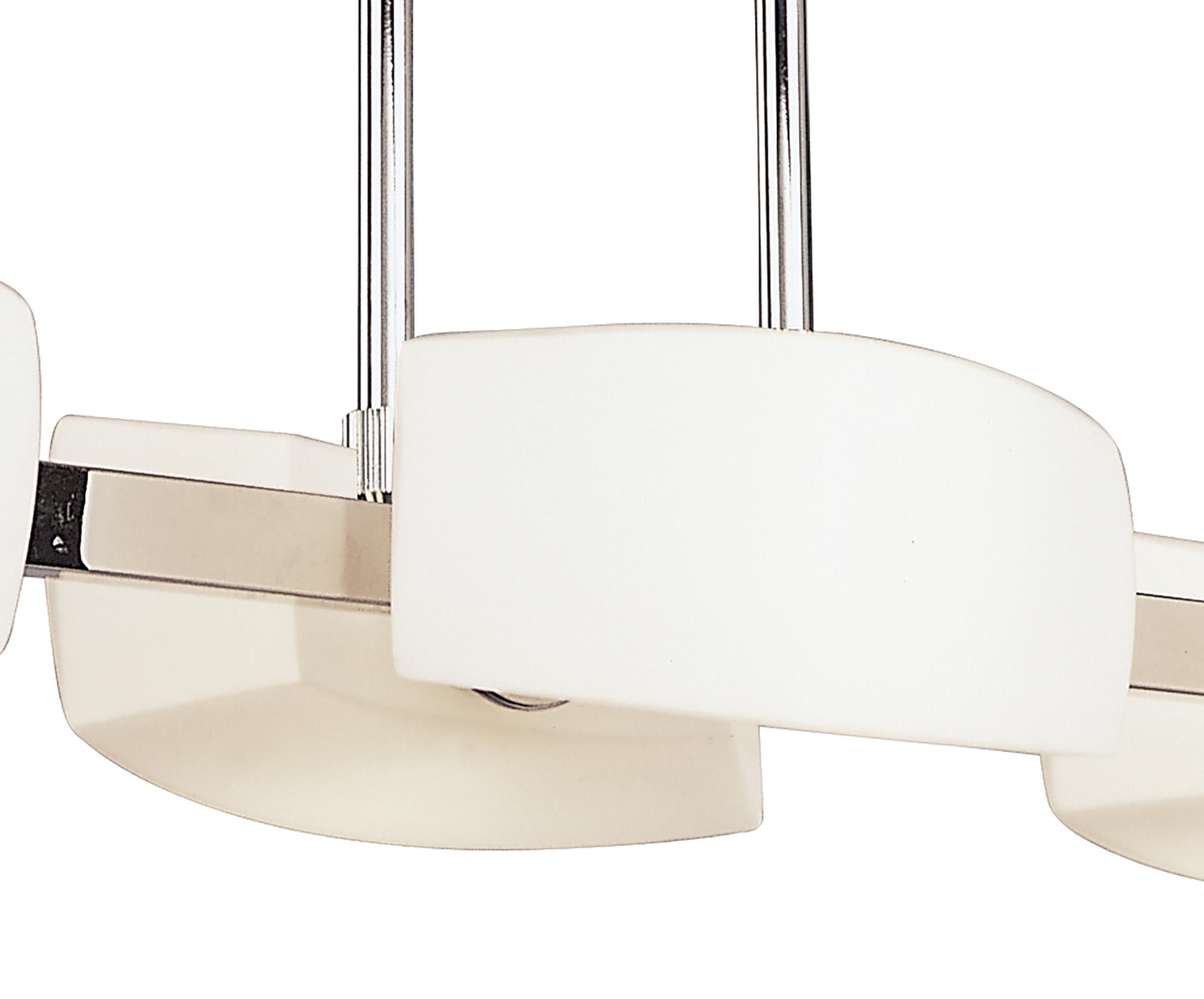 Lupa Rectangular Telescopic Pendant Bar 6 Light G9, Polished Chrome/Frosted White Glass