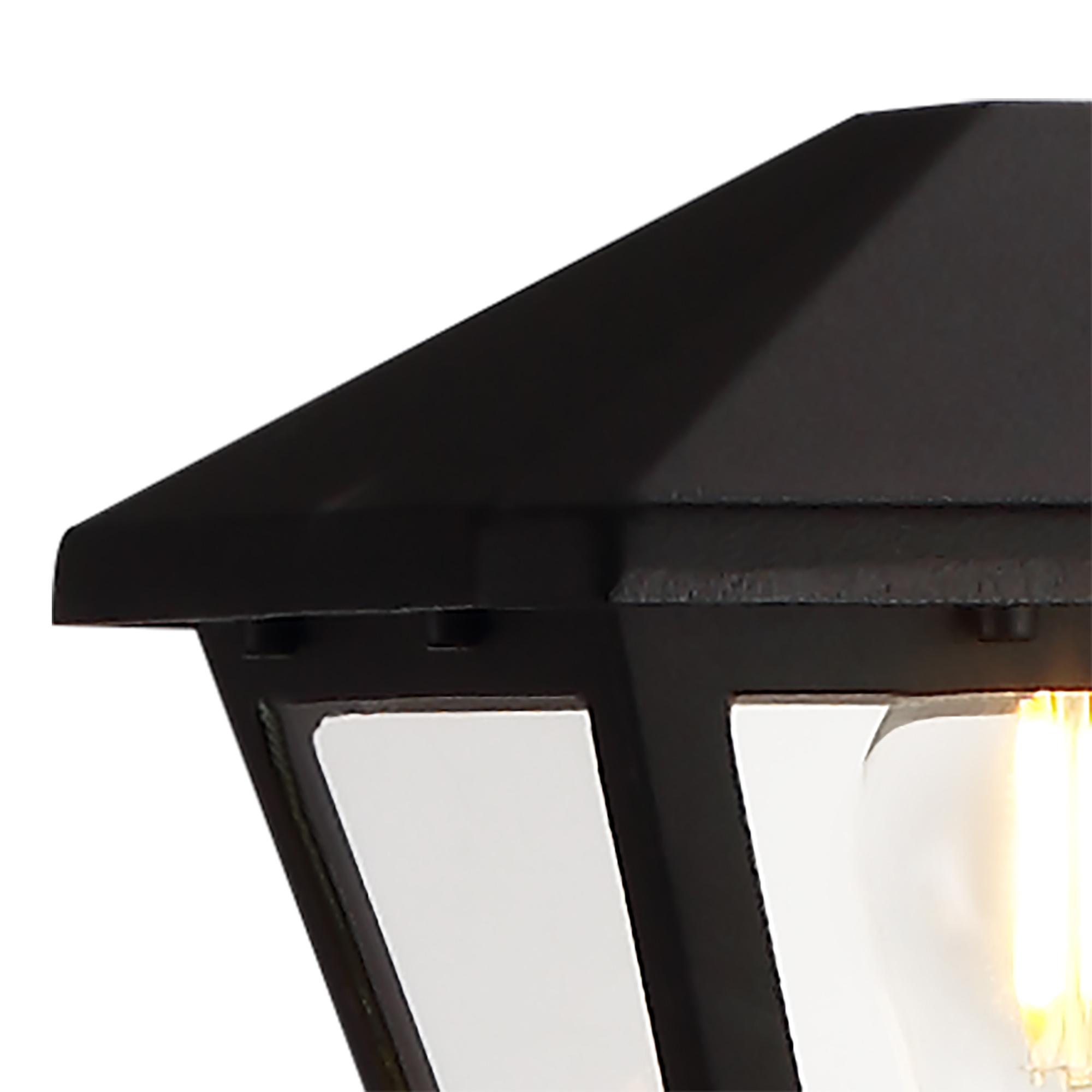 Luqi Tall Post, 1 x E27, IP44, Black/Clear Glass, 2yrs Warranty