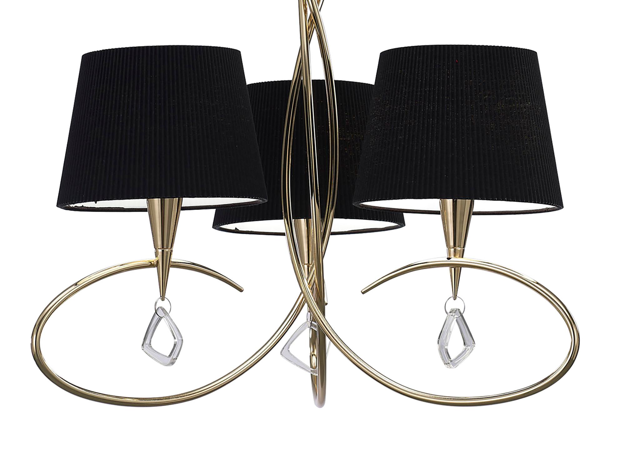 Mara 64cm Pendant 3 Light E14, French Gold With Black Shades