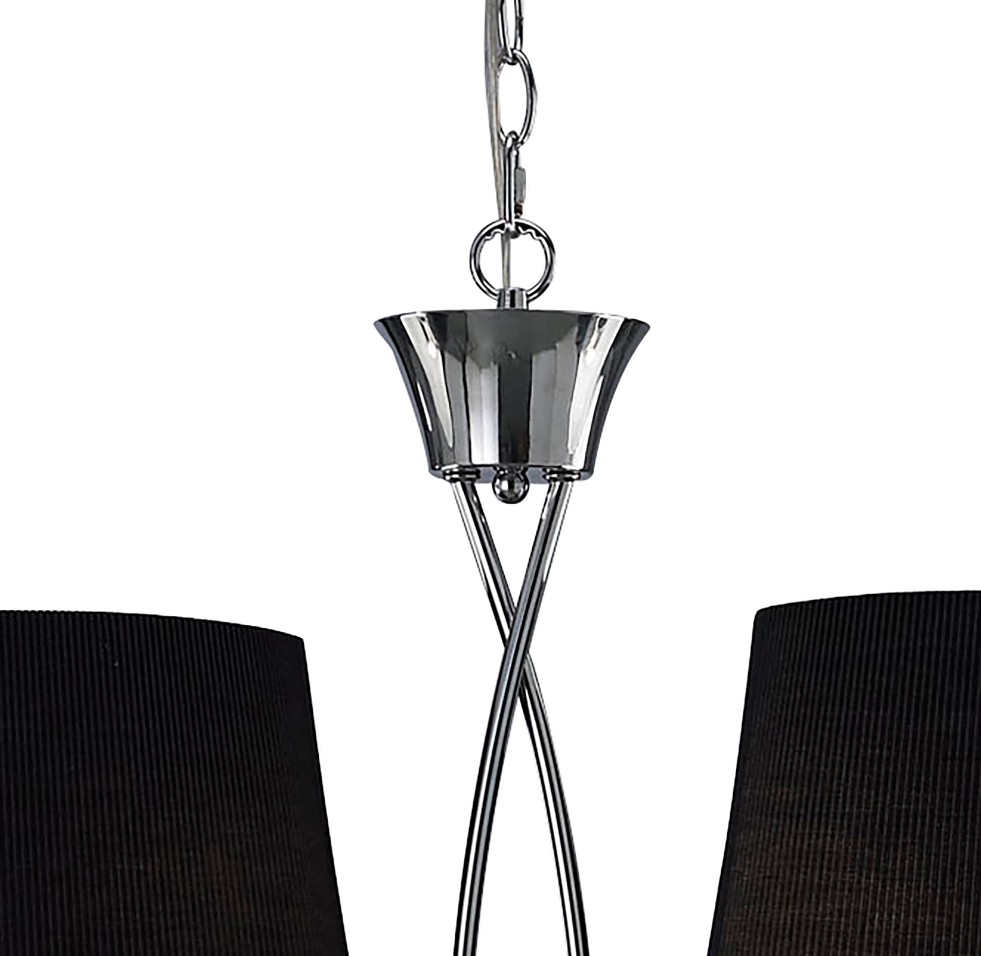 Mara Linear Pendant 2 Arm 4 Light E14, Polished Chrome With Black Shades