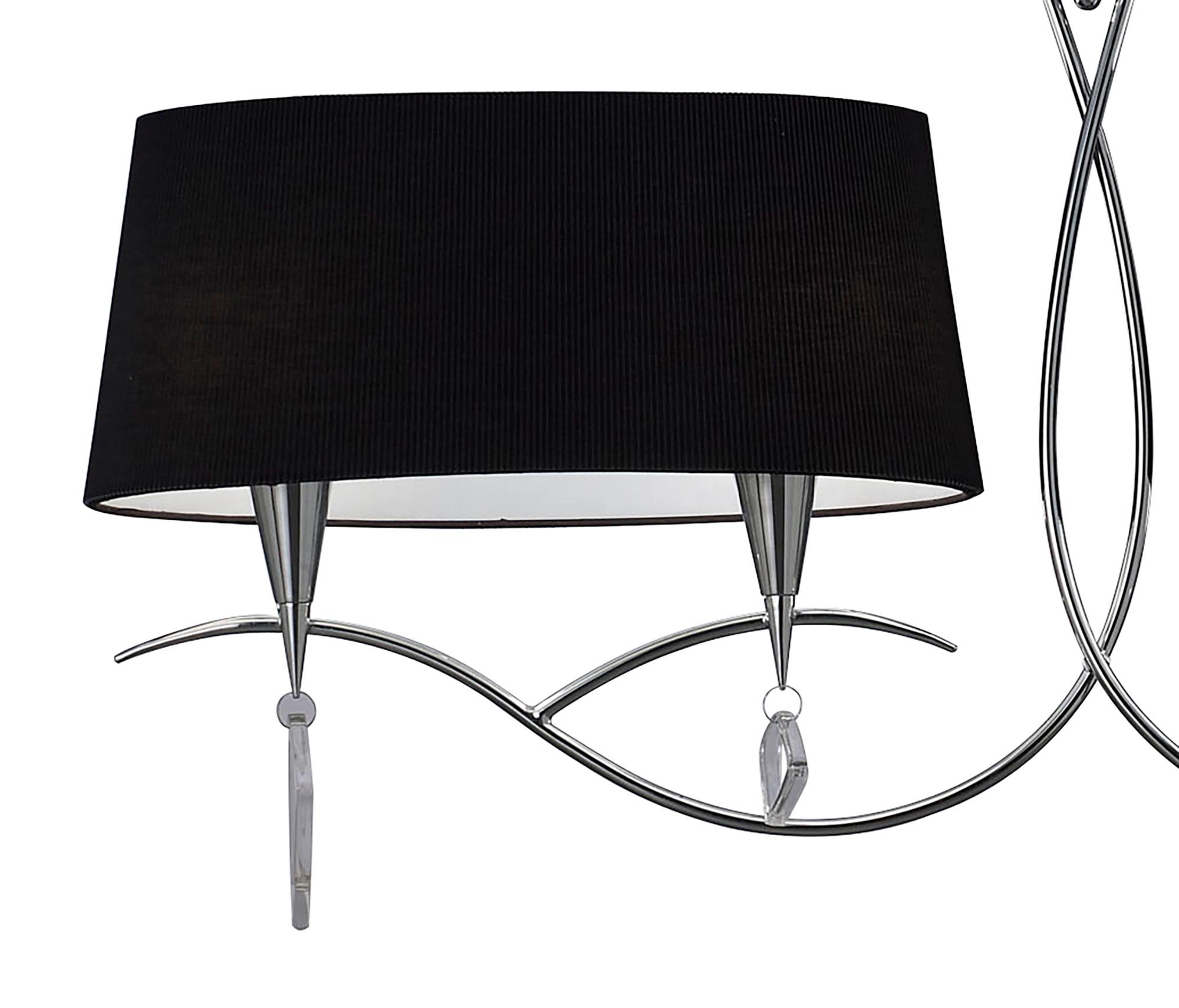 Mara Linear Pendant 2 Arm 4 Light E14, Polished Chrome With Black Shades