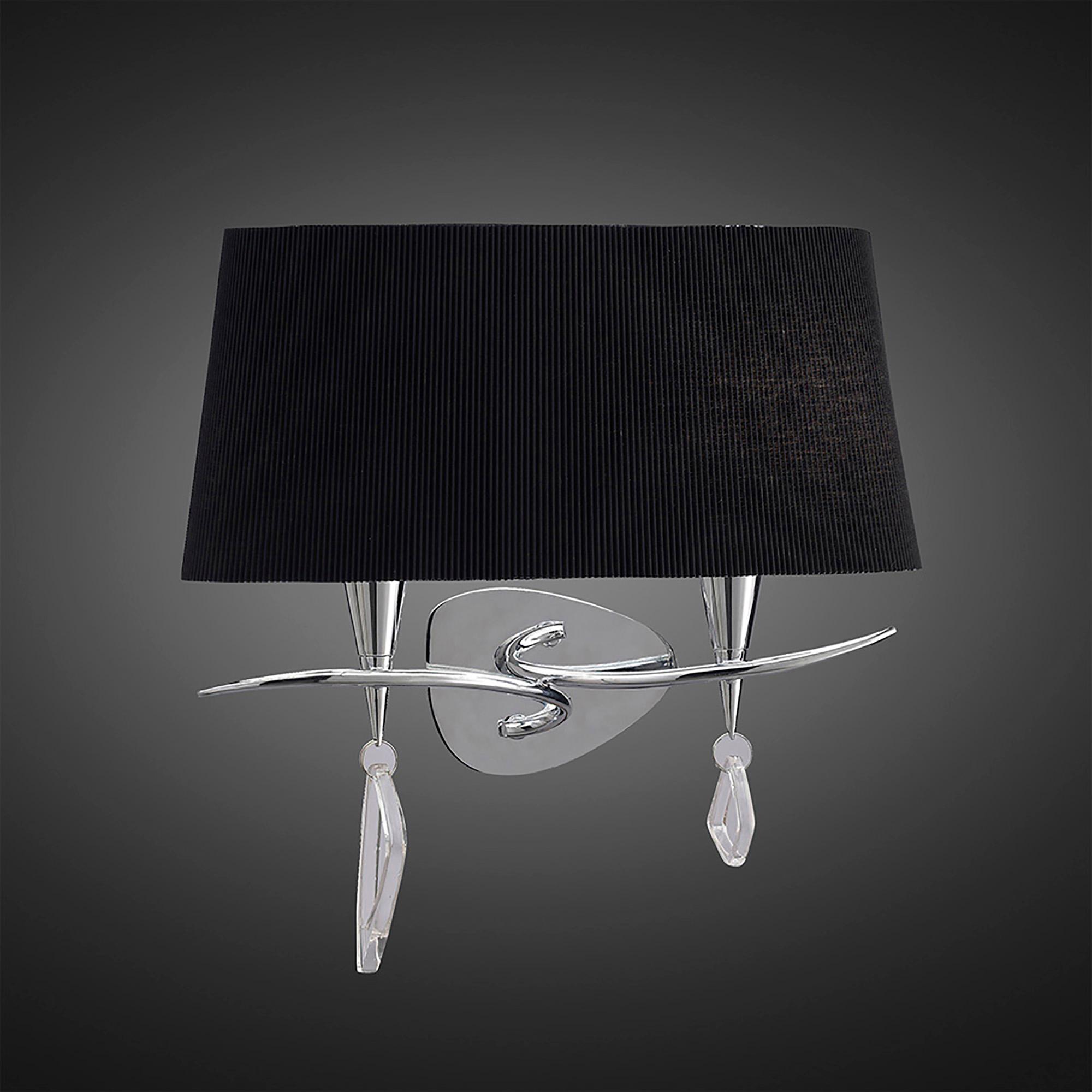 Mara Wall Lamp Switched 2 Light, Polished Chrome With Black Shade